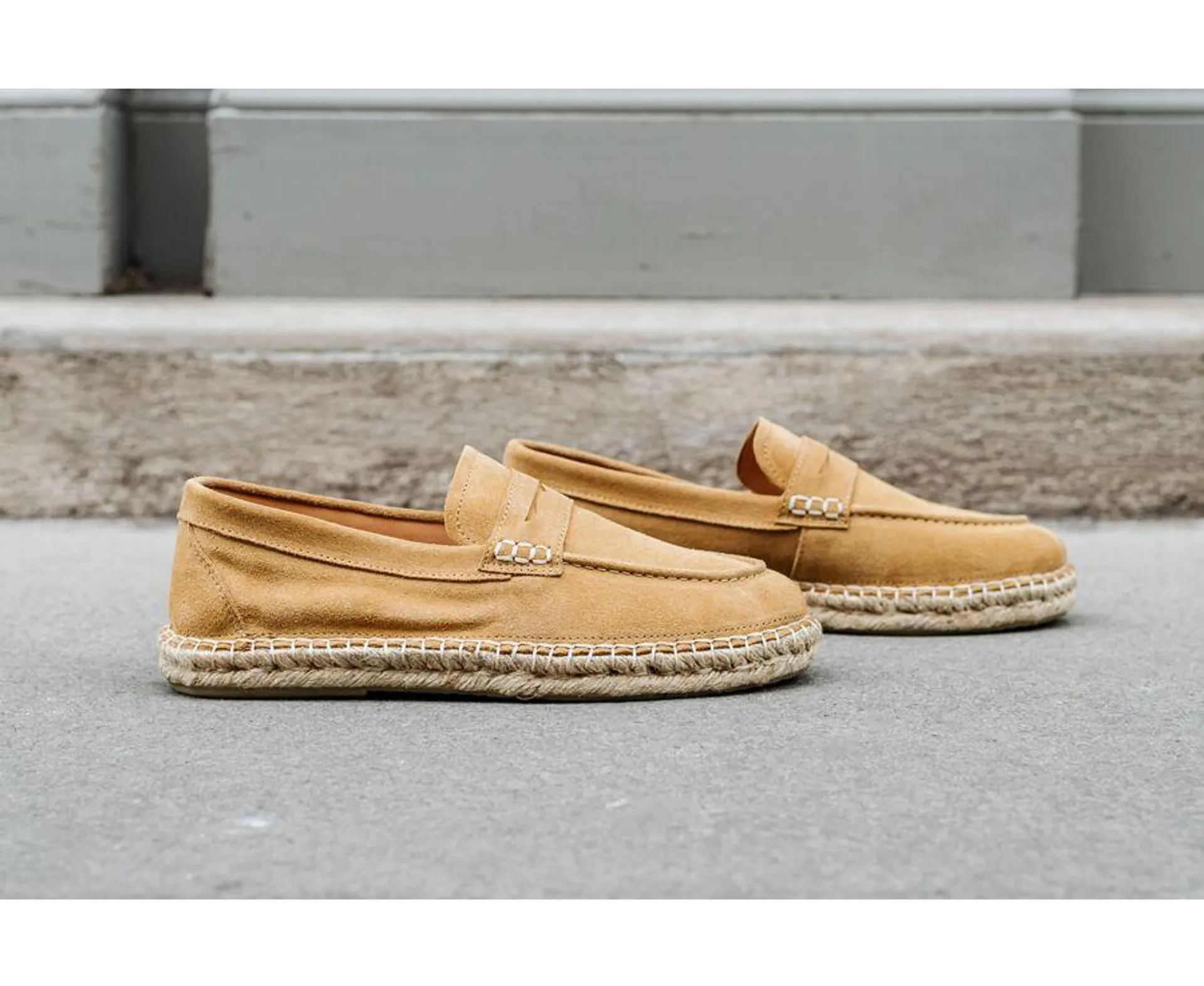 Mocassin semelle espadrille homme velours Beige Foncé - PANAREA