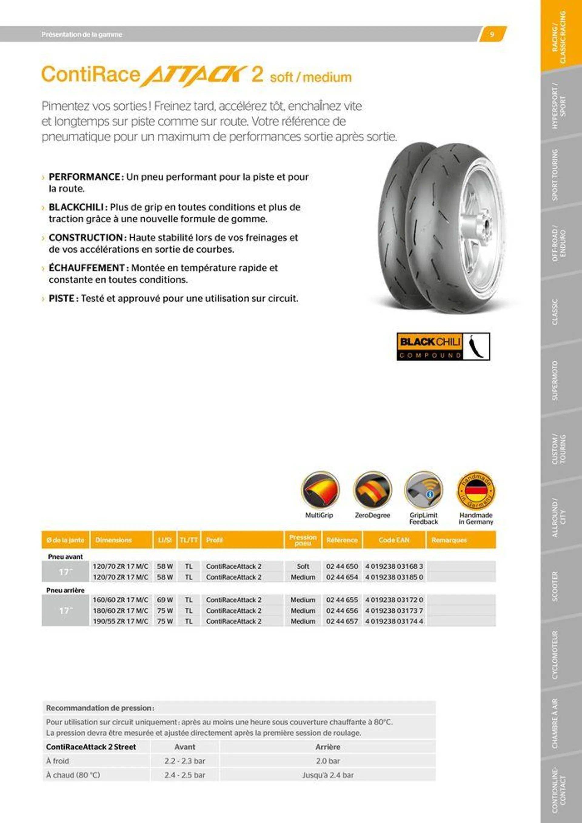 CONTINENTAL : Barème de facturation 2023 du 21 mai au 31 décembre 2024 - Catalogue page 9