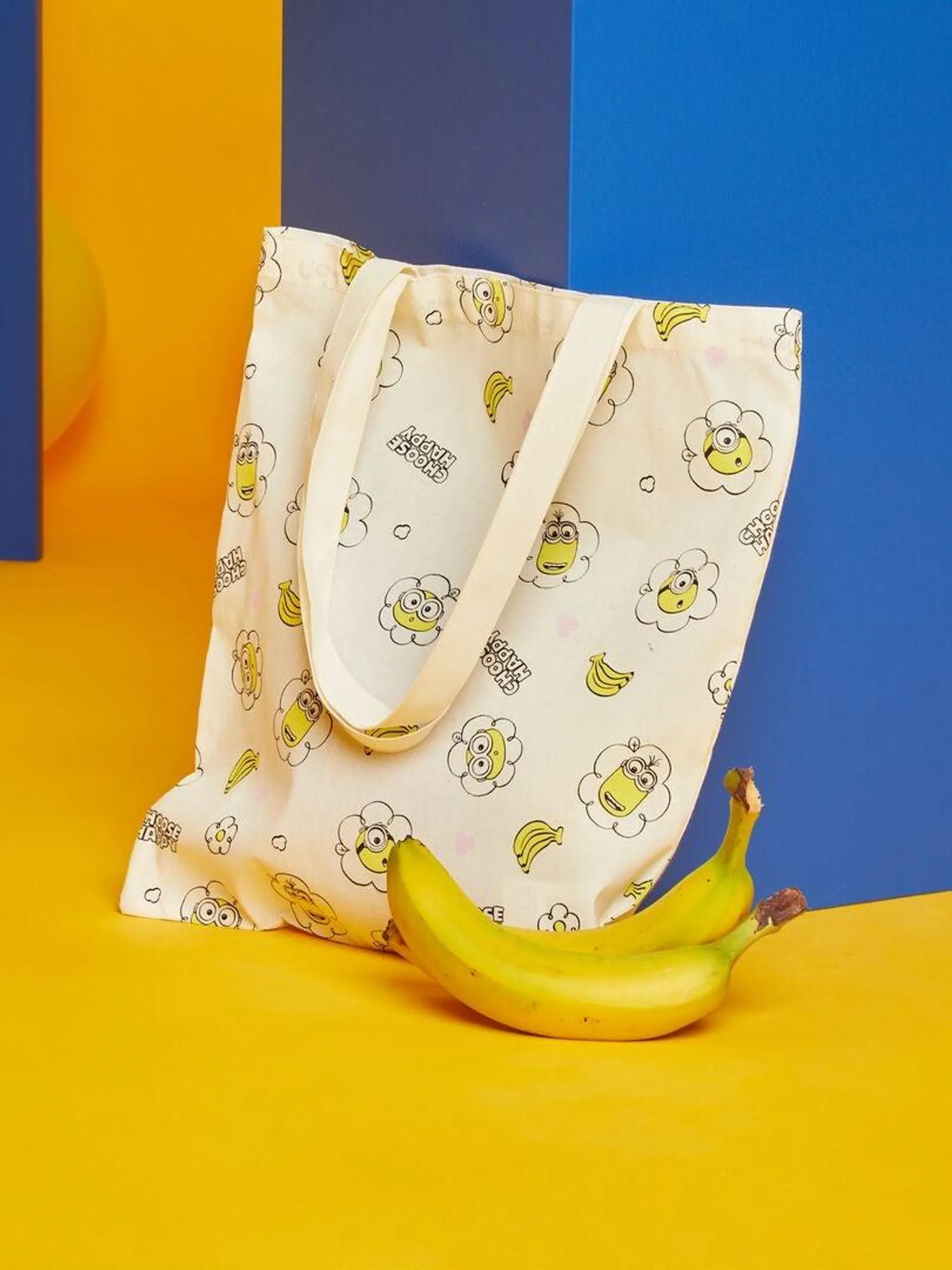 Tote bag 'Les Minions' en toile - Beige