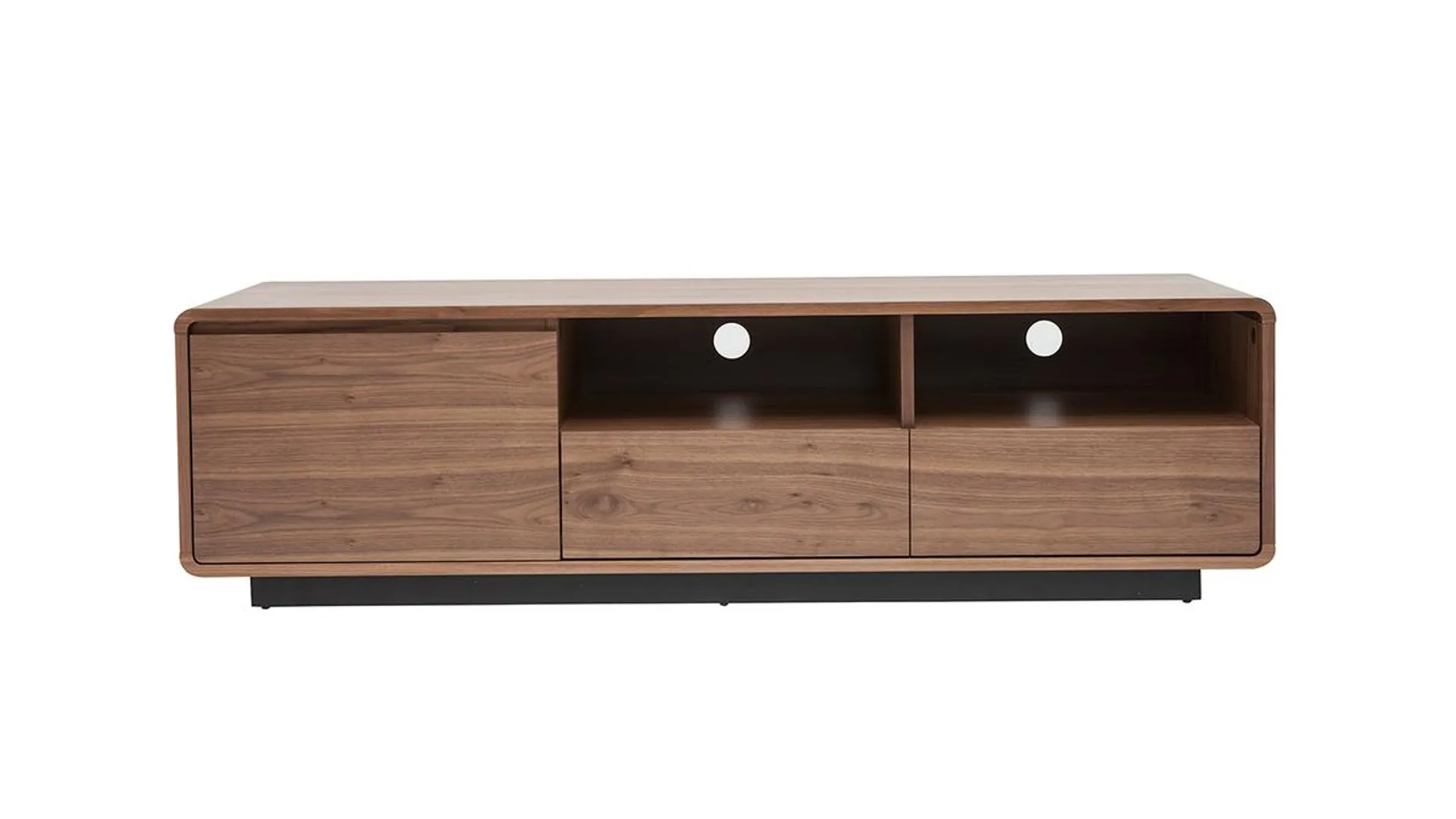 Meuble TV vintage en bois foncé noyer et métal noir L160 cm JAKO