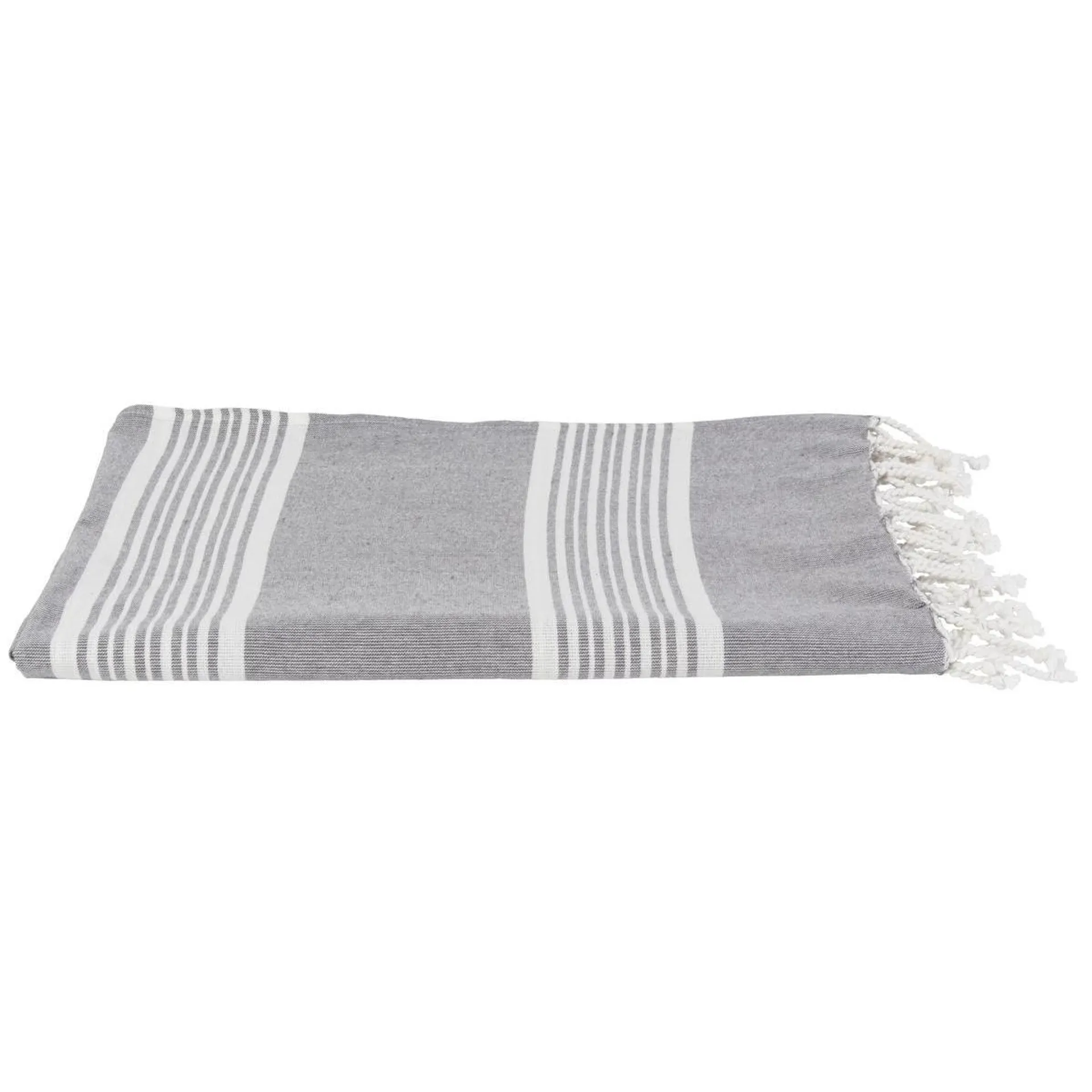 Fouta à franges - 100 % coton - 100 x 180 cm - Gris