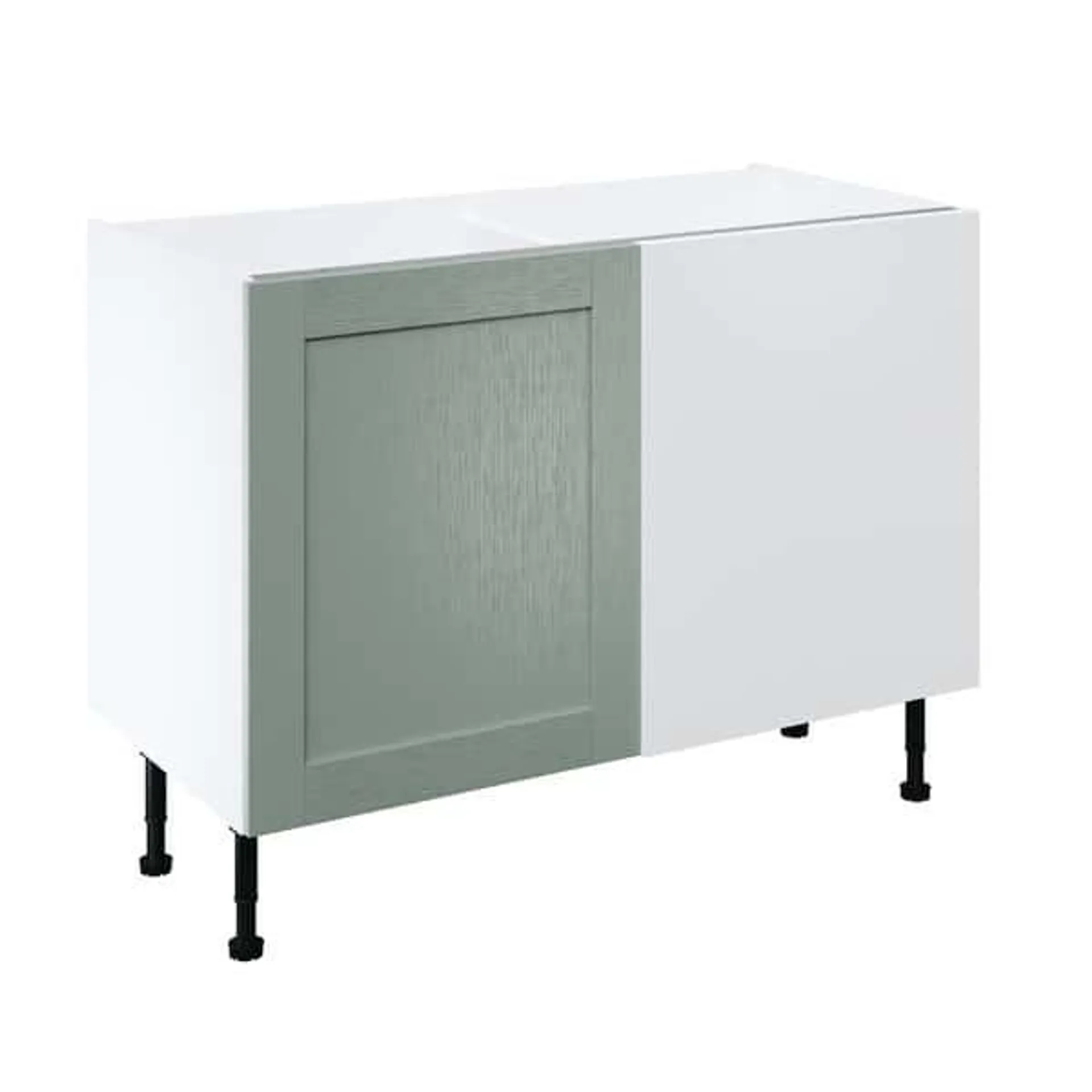 Meuble d'angle bas "Coline" vert sauge l.120 x h.72 x p.57 cm 1 porte + rangement Space gauche