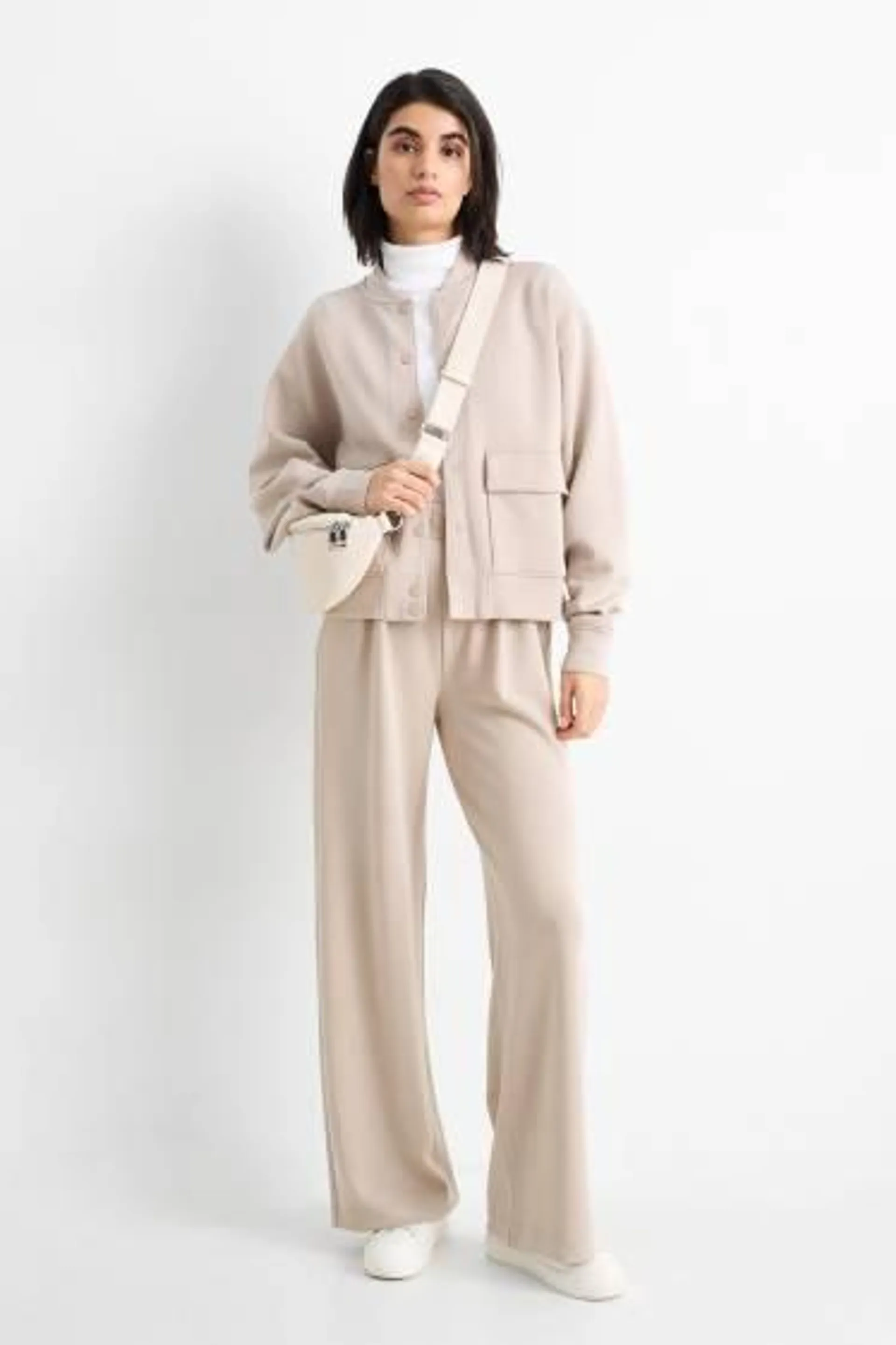 Jersey trousers - mid-rise waist - straight fit