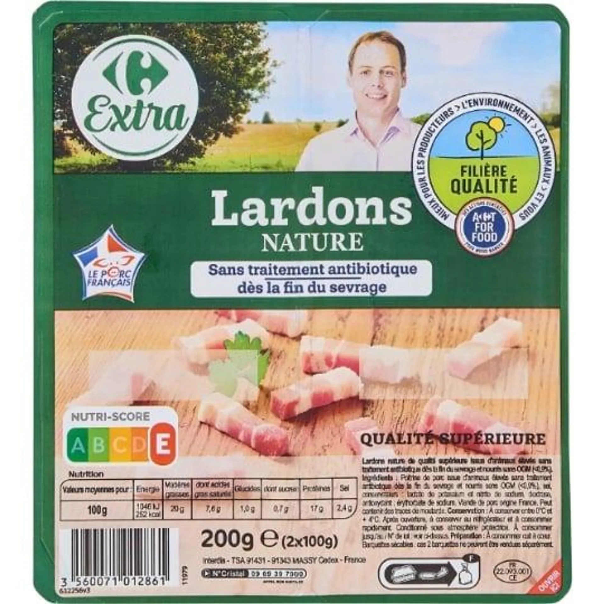 Lardons nature CARREFOUR EXTRA