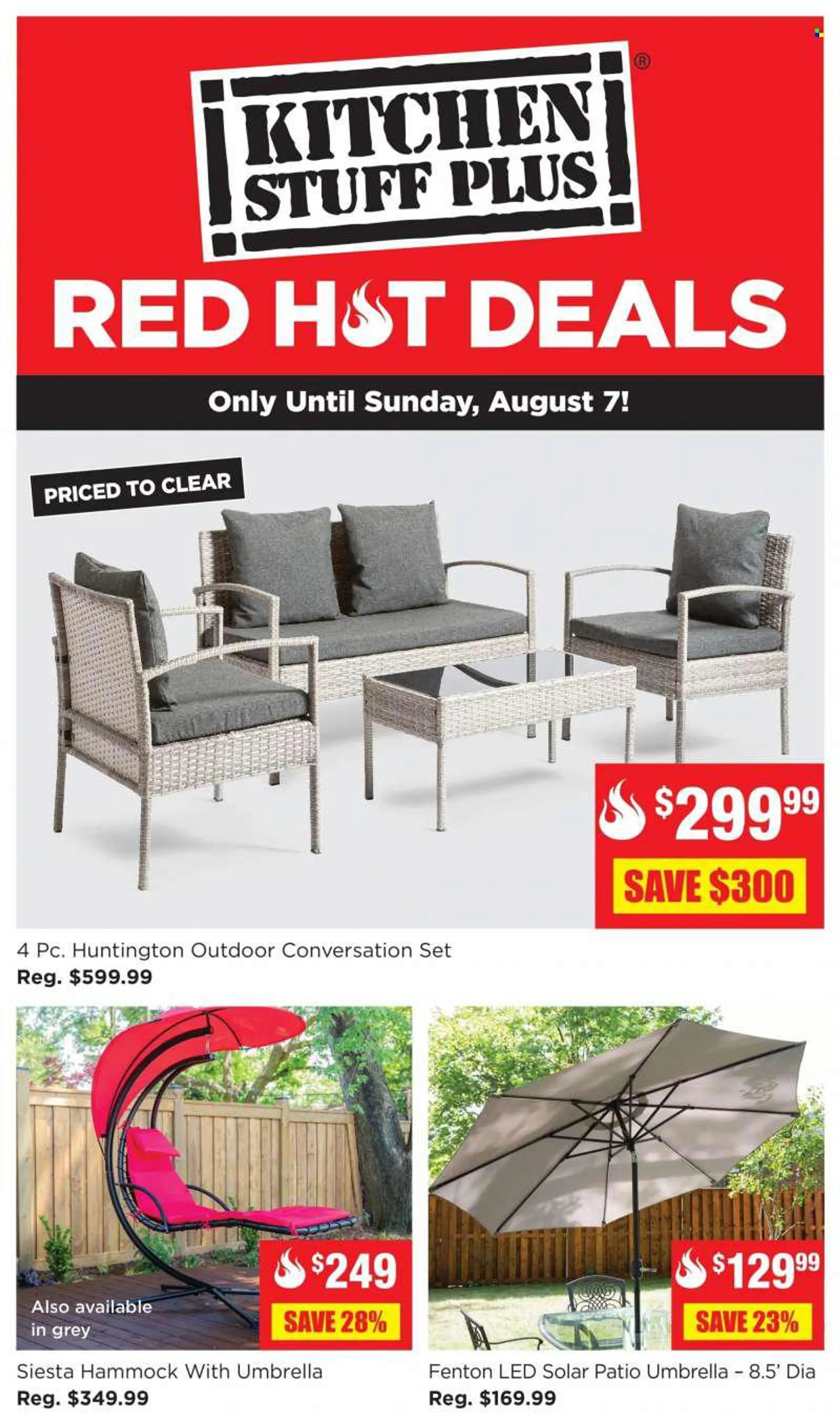 Kitchen Stuff Plus Flyer - August 02, 2022 - August 07, 2022 - Sales products - Patio. Page 1.