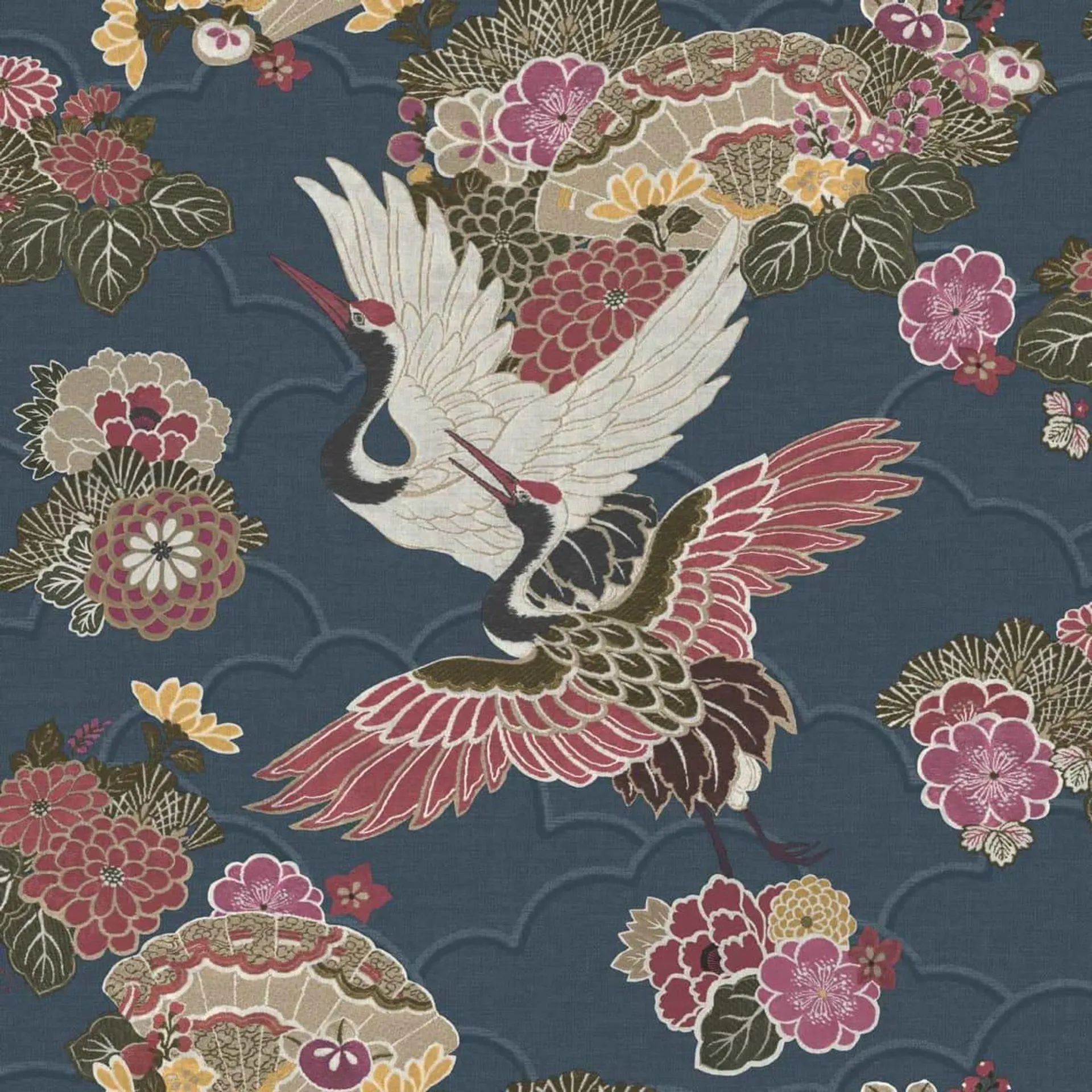 Kyoto Navy & Magenta Wallpaper