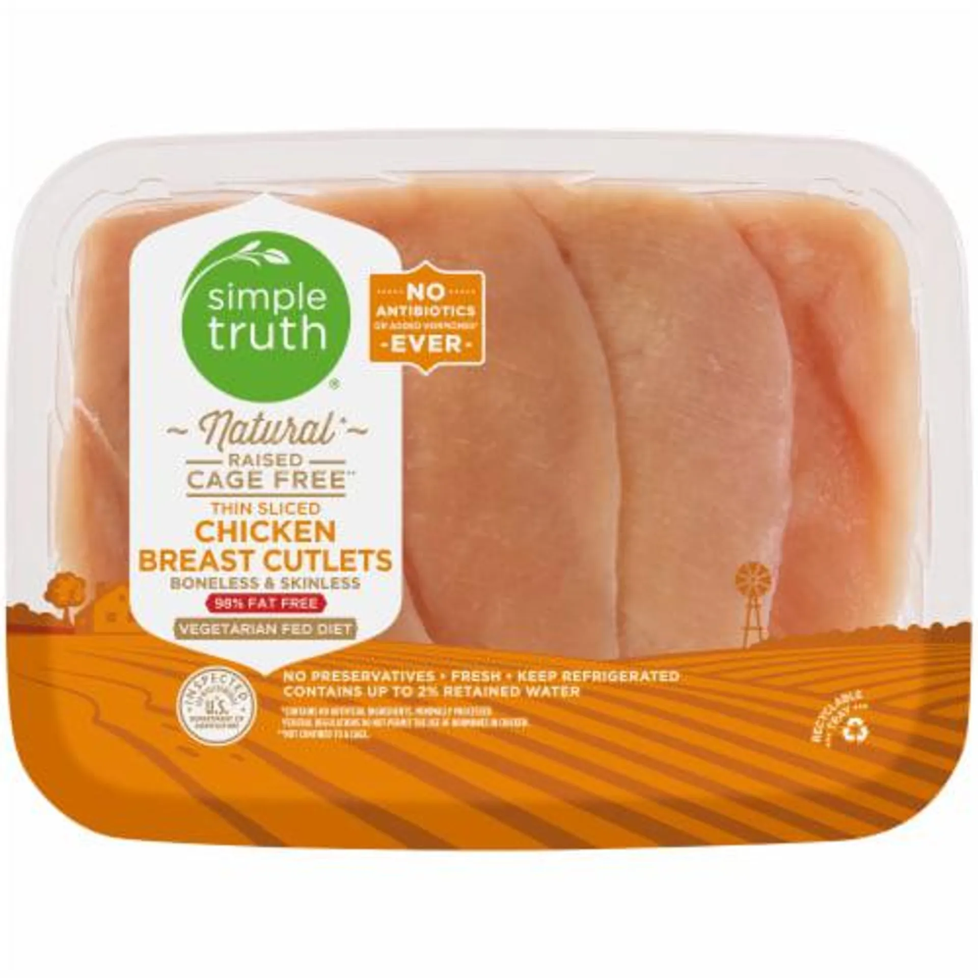 Simple Truth™ Natural Chicken Breast Cutlets Thinly Sliced (4-6 per Pack)