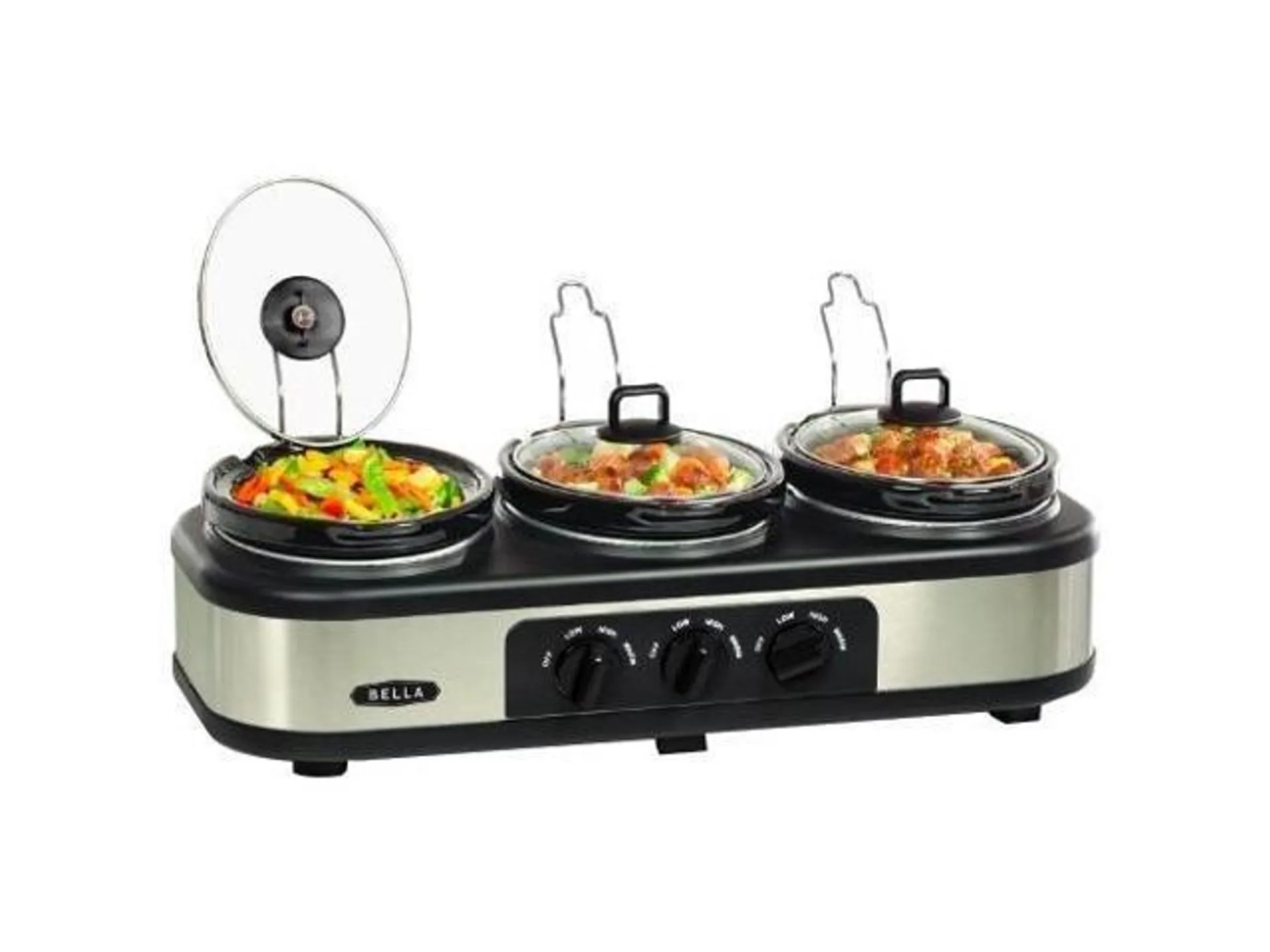 Bella 3X1.5QT Oval Triple Slow Cooker with Lid Rests