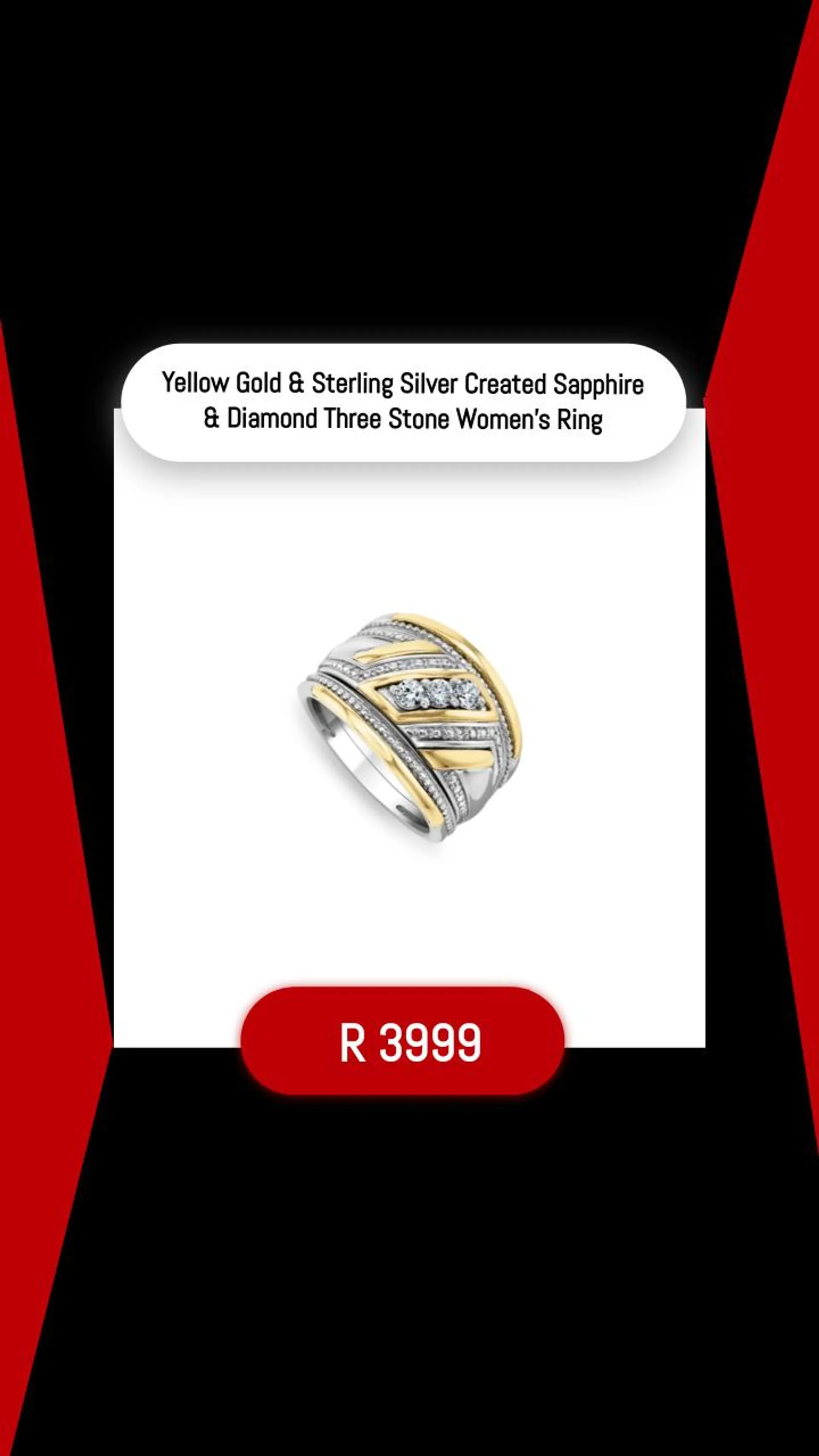Yellow Gold & Sterling Silver Created Sapphire & Diamond Three Stone Women’s Ring