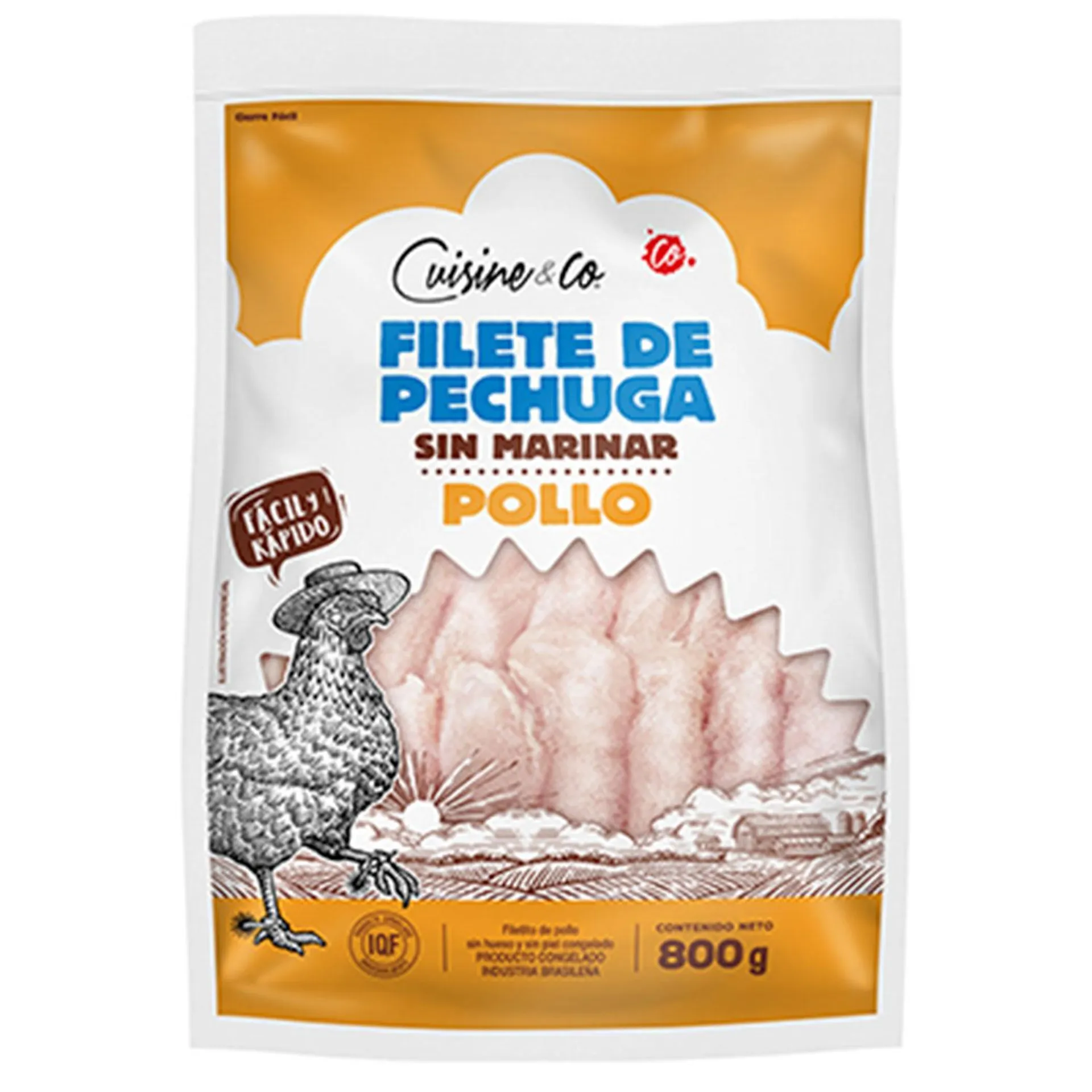 Filete de pollo sin marinar congelado 800 g