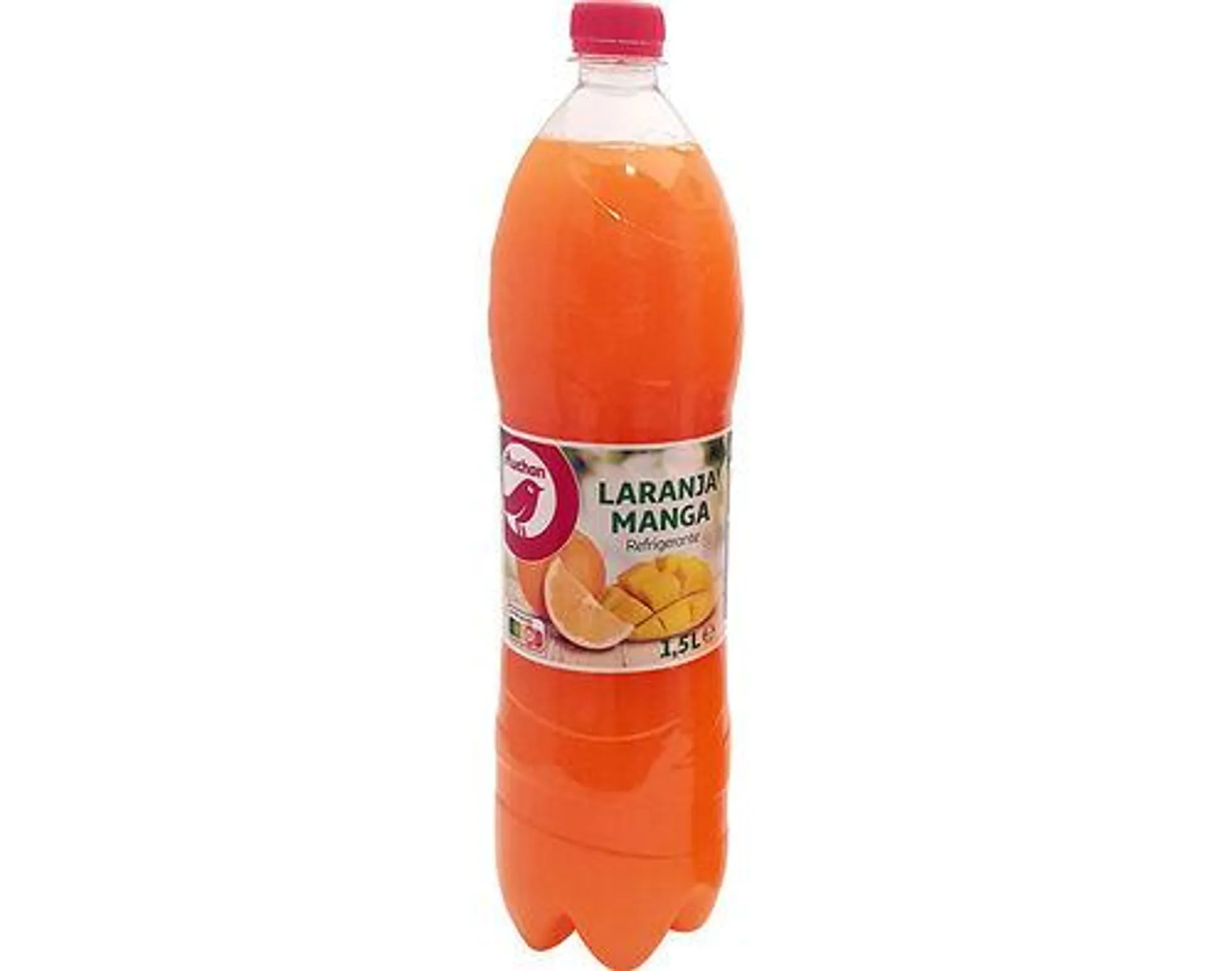 refrigerante auchan sem gás laranja e manga 1.5l