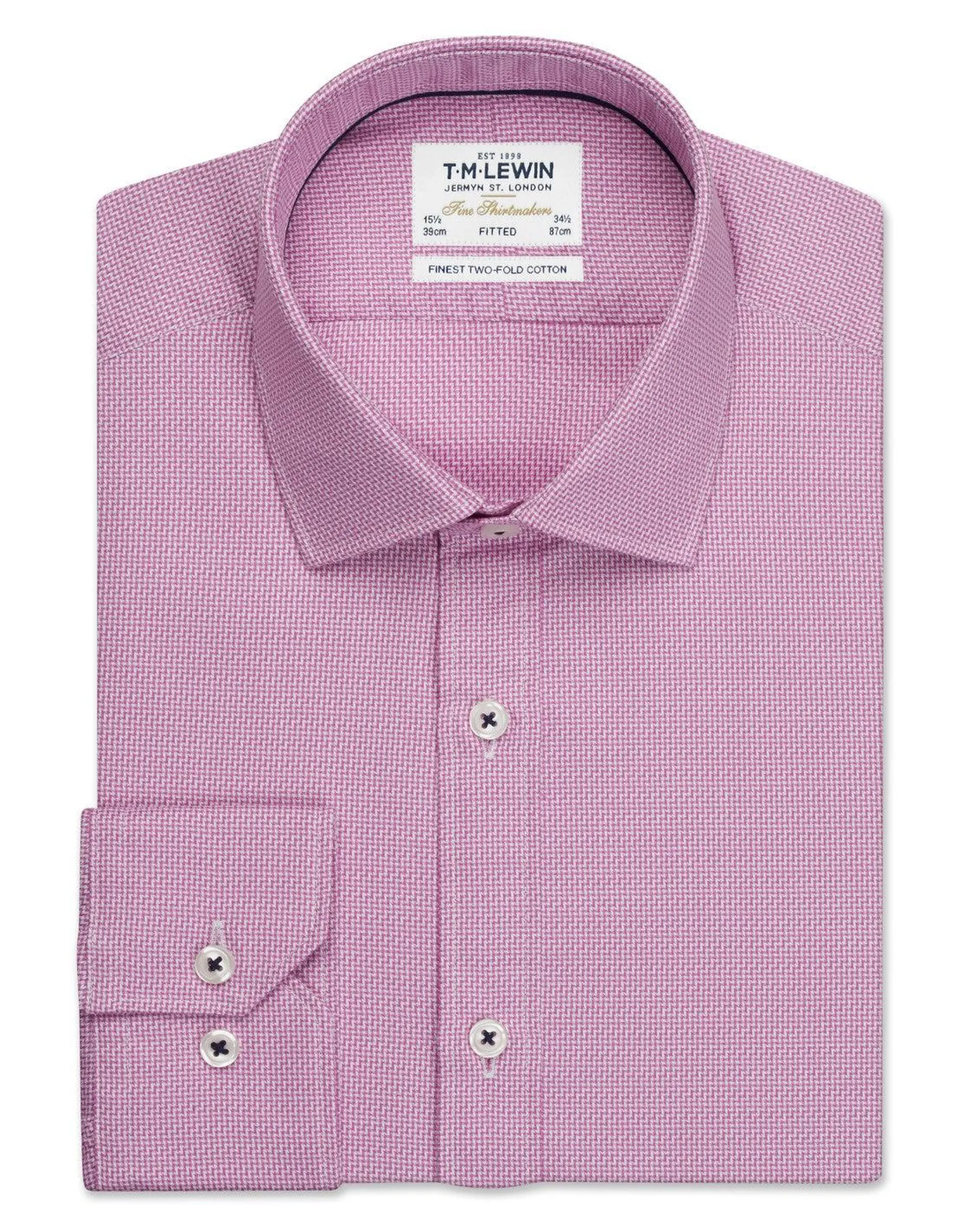 Aztec Weave Fitted Magenta Single Cuff Shirt