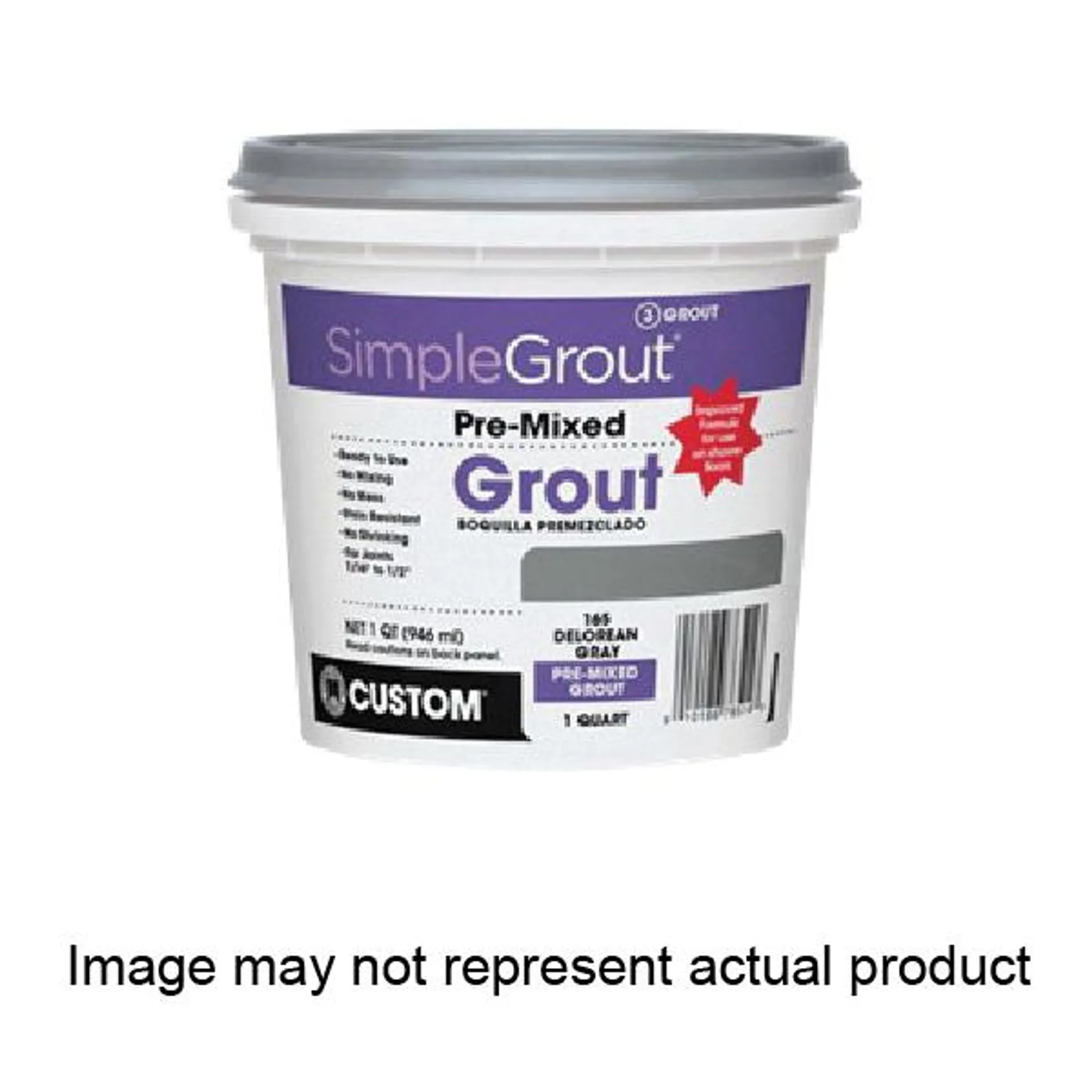 SimpleGrout PMG09QT Pre-Mixed Tile Grout, Paste, Natural Gray, 1 qt Pail