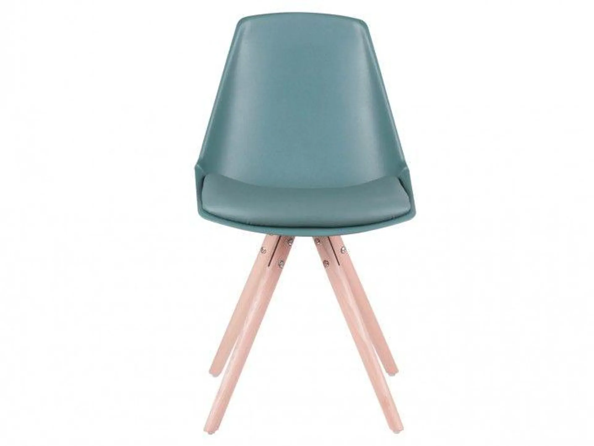 Pack 4 sillas de comedor tapizado símil piel esmeralda y patas madera