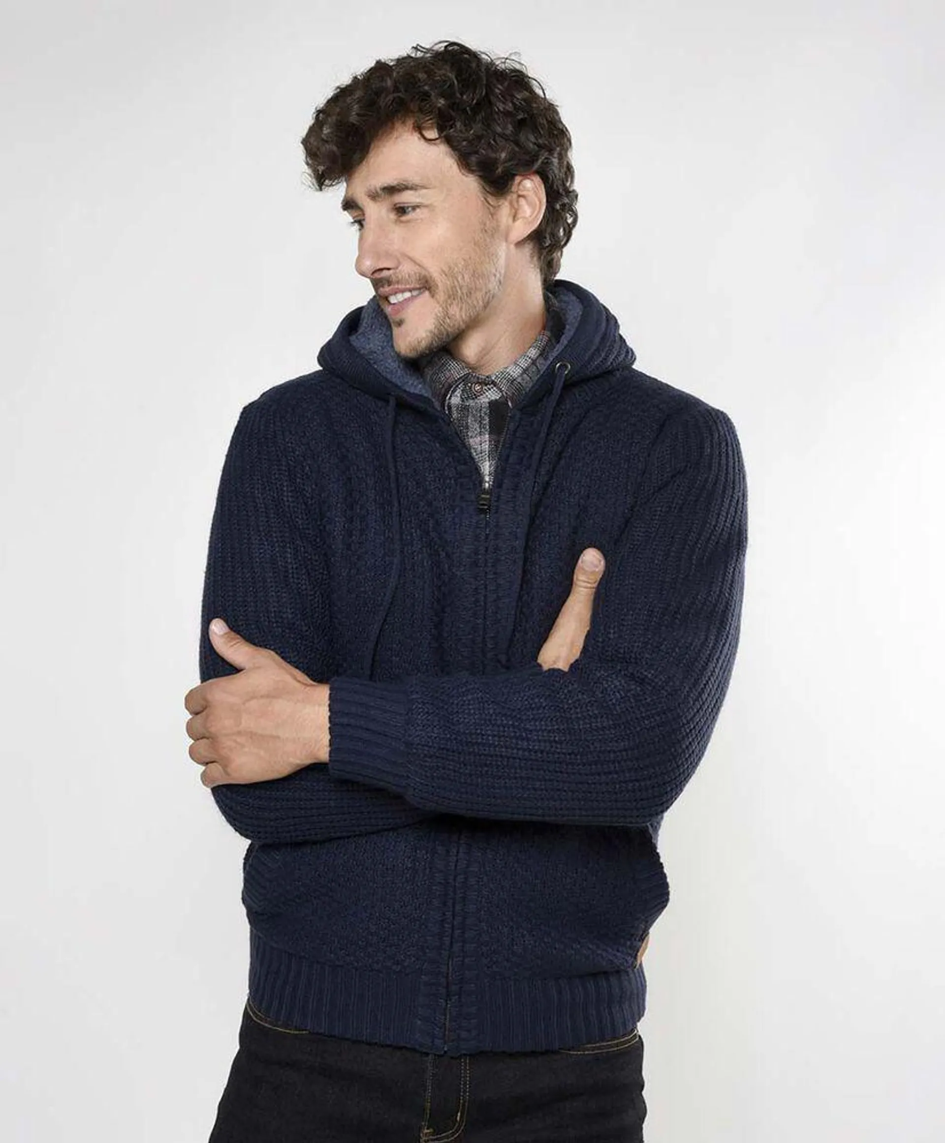 Sweater hombre texturizado capucha
