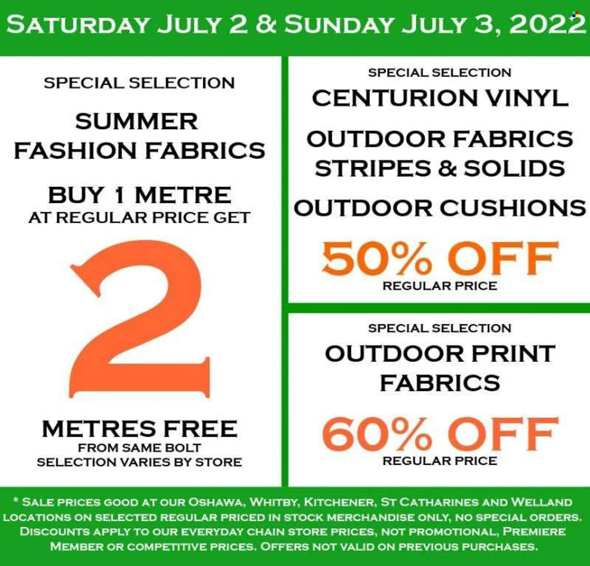 FABRICLAND Flyer  - July 02, 2022 - July 03, 2022. Page 1.