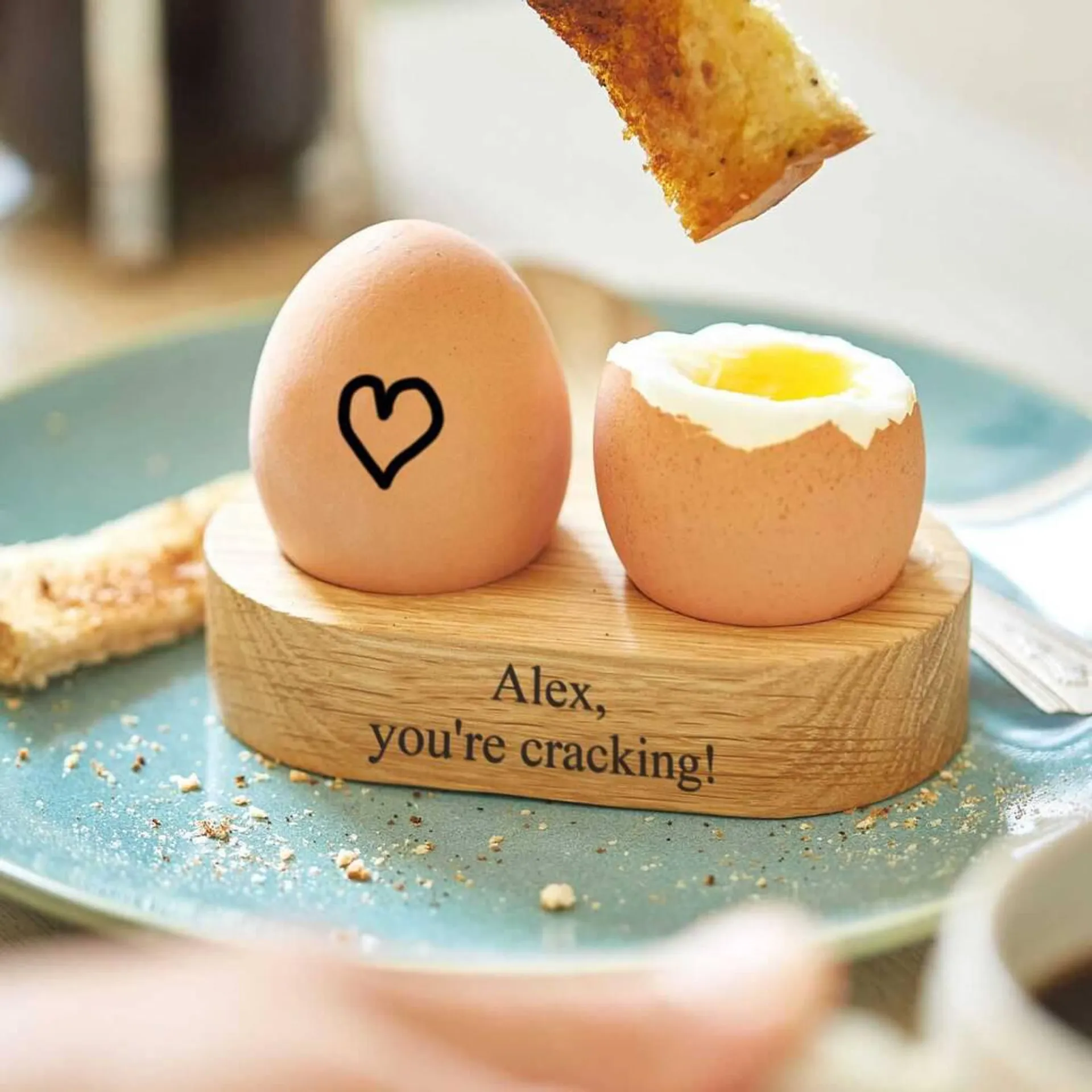 Personalised Solid Oak Double Egg Cup