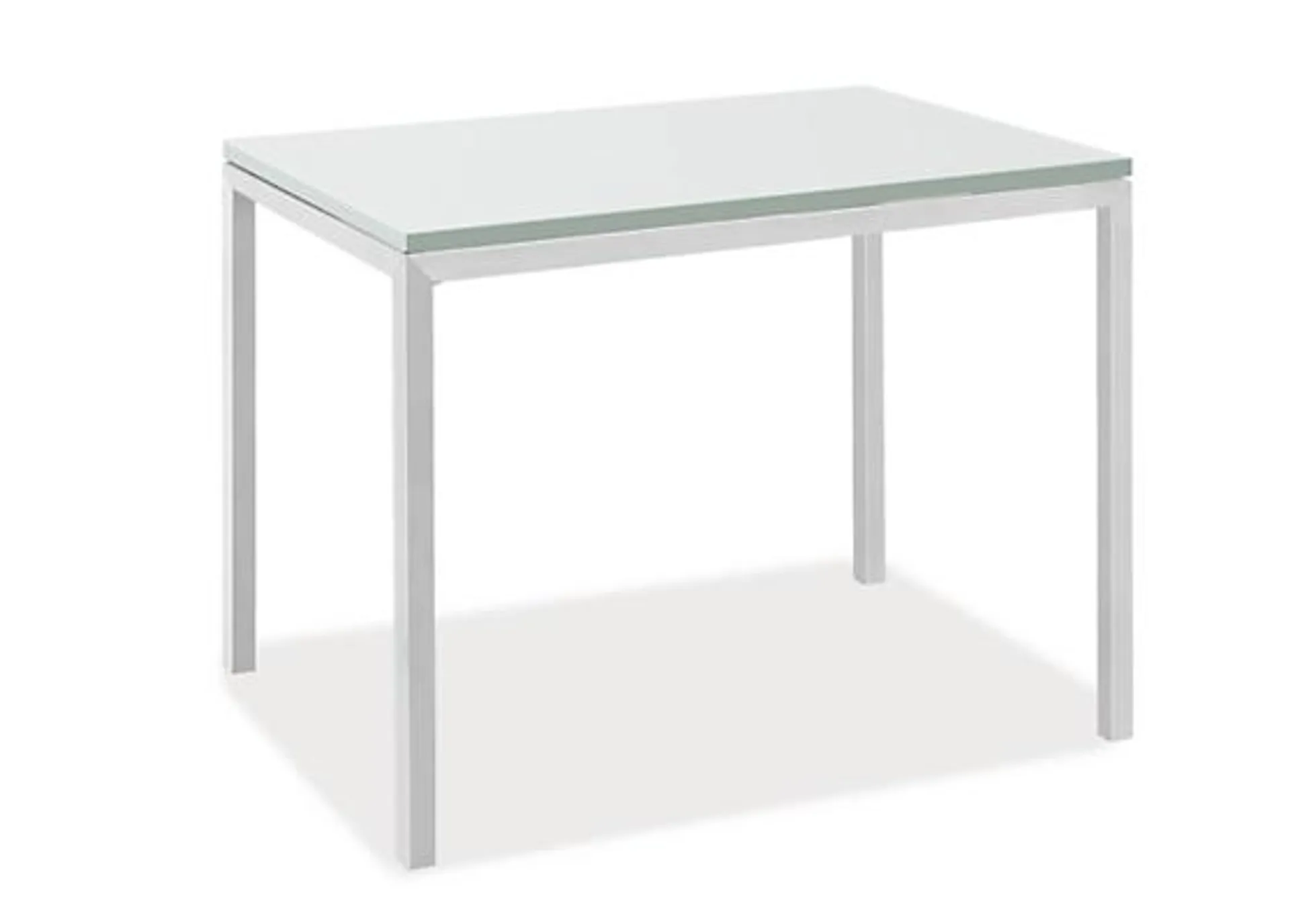 Parsons 34w 16d 22h End Table in 1" Stainless Steel with Tempered White Glass
