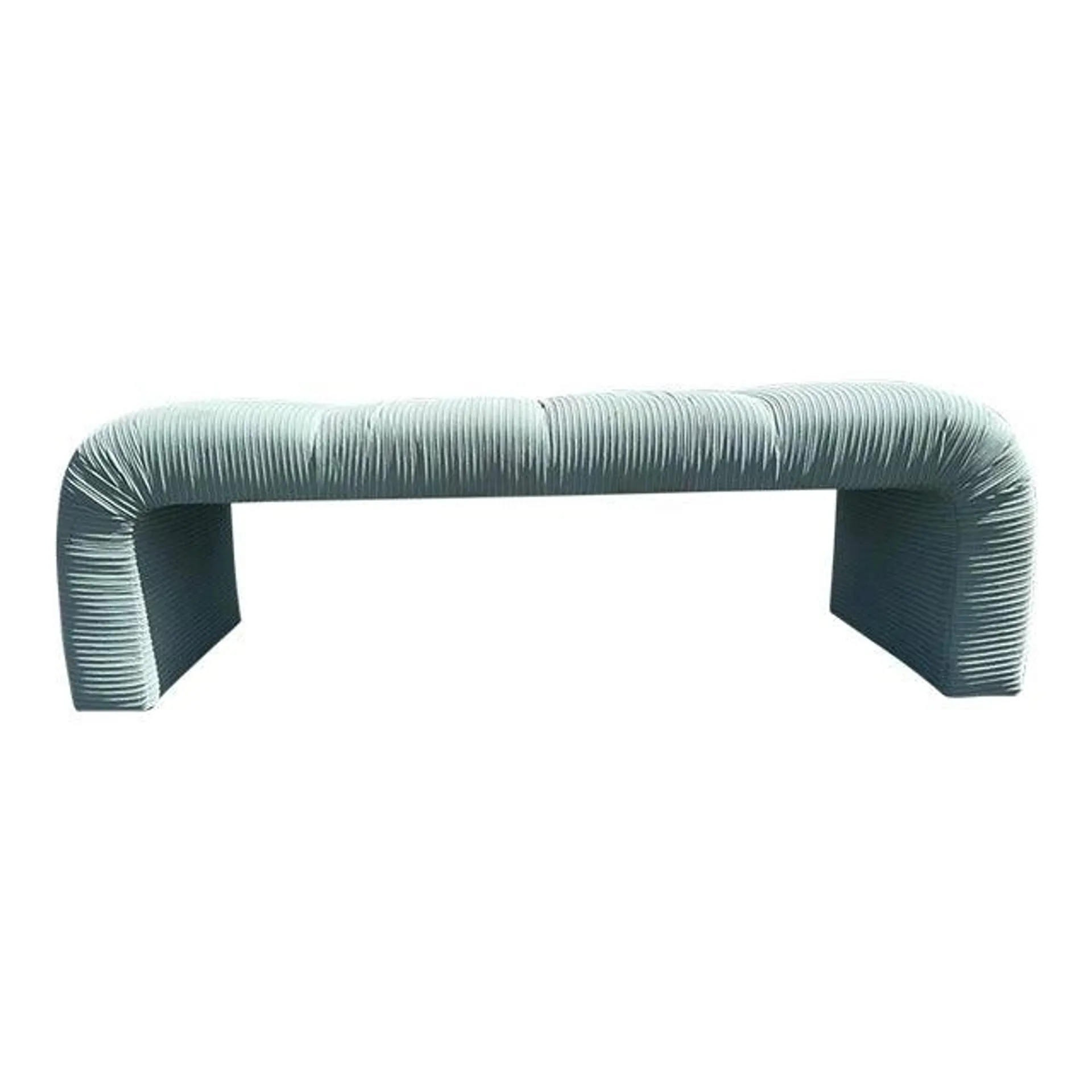 1980s Springer Style Channel Tufted Upholstered Waterfall Bench
