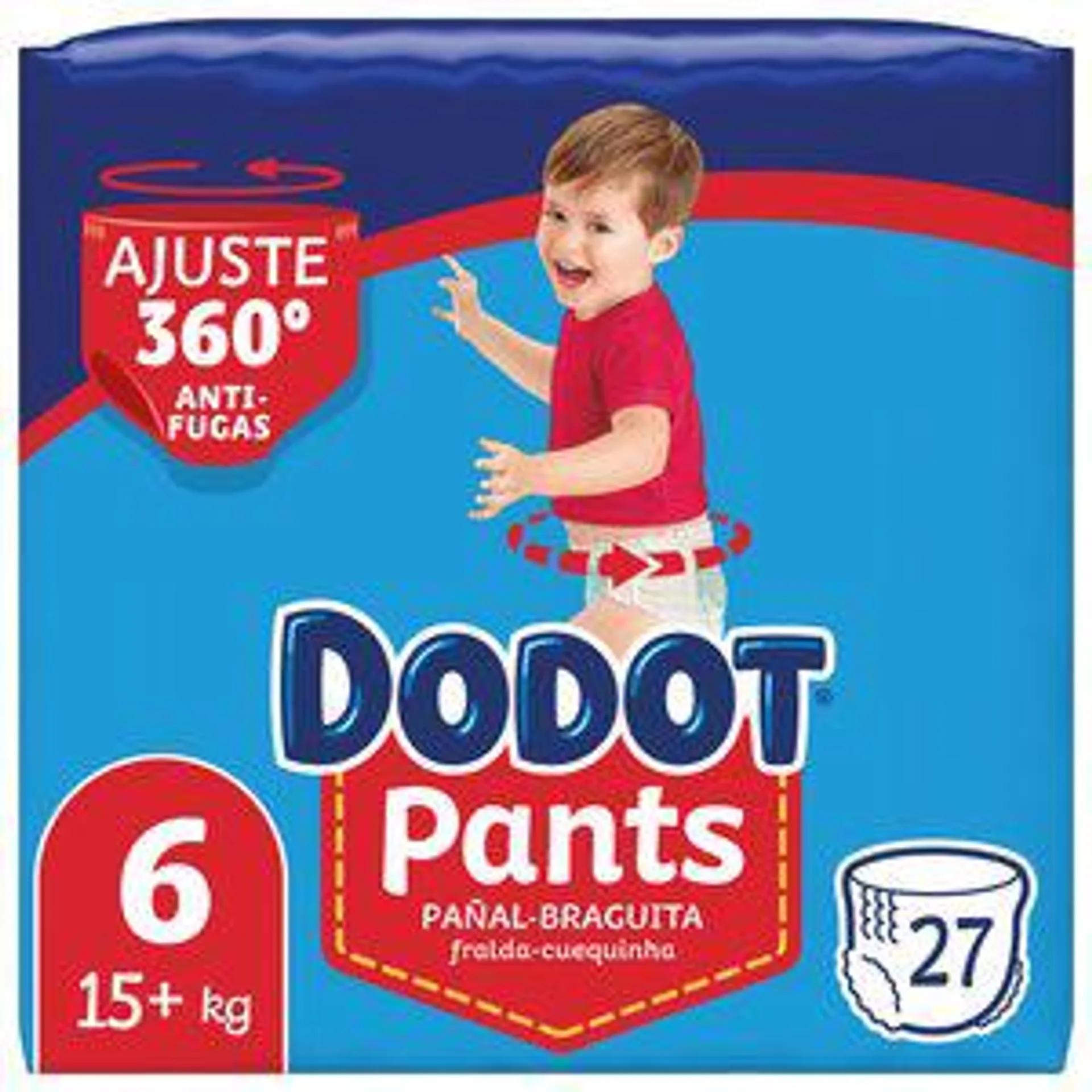 DODOT Pants pañales +15 kg talla 6 paquete 27 uds
