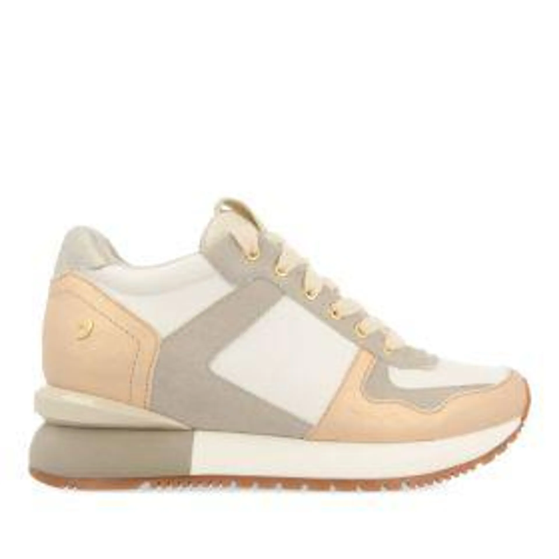 Hallenfels women's off-white sneakers with inner wedges and metallic pieces