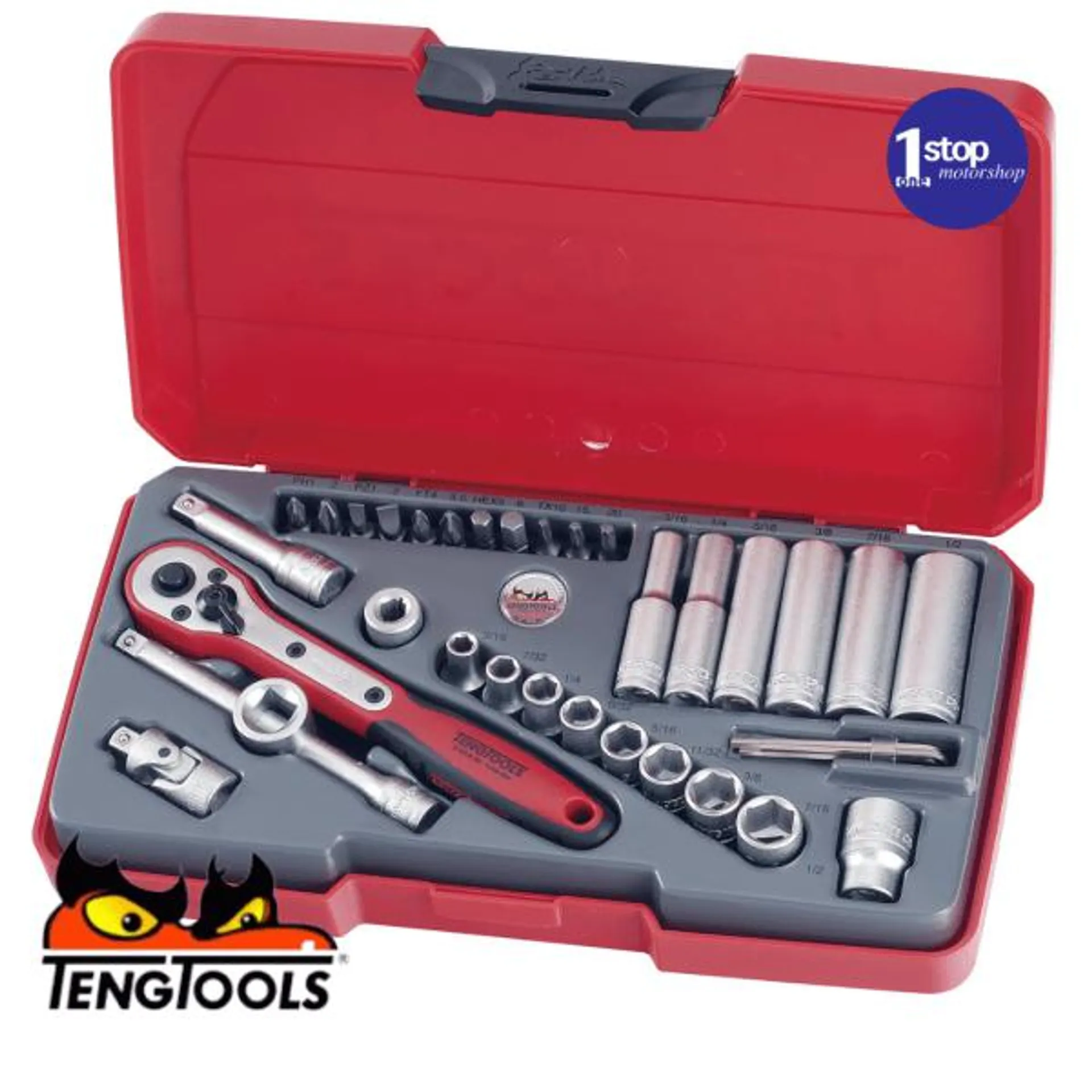 Teng Tools T1435AF 35 Piece 1/4″ Drive AF Socket Set