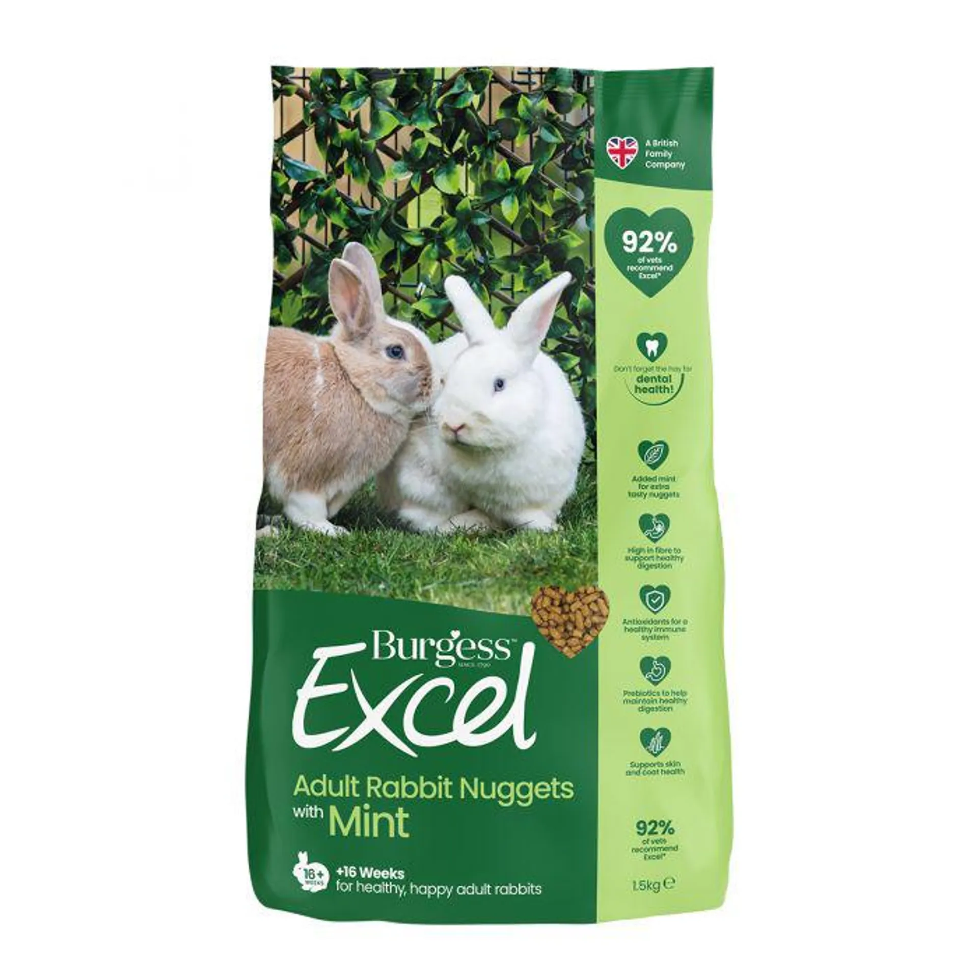 Burgess Excel Nuggets with Mint for Adult Rabbits - 1.5kg