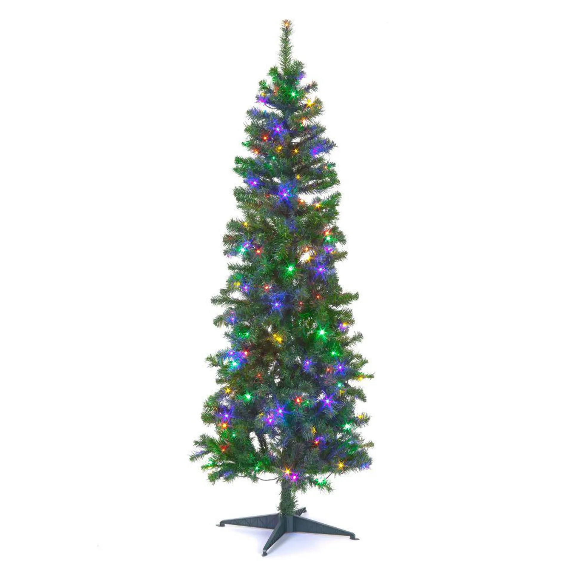 Pre-Lit Deluxe Green Frosted Tree with Multi-coloured LEDs