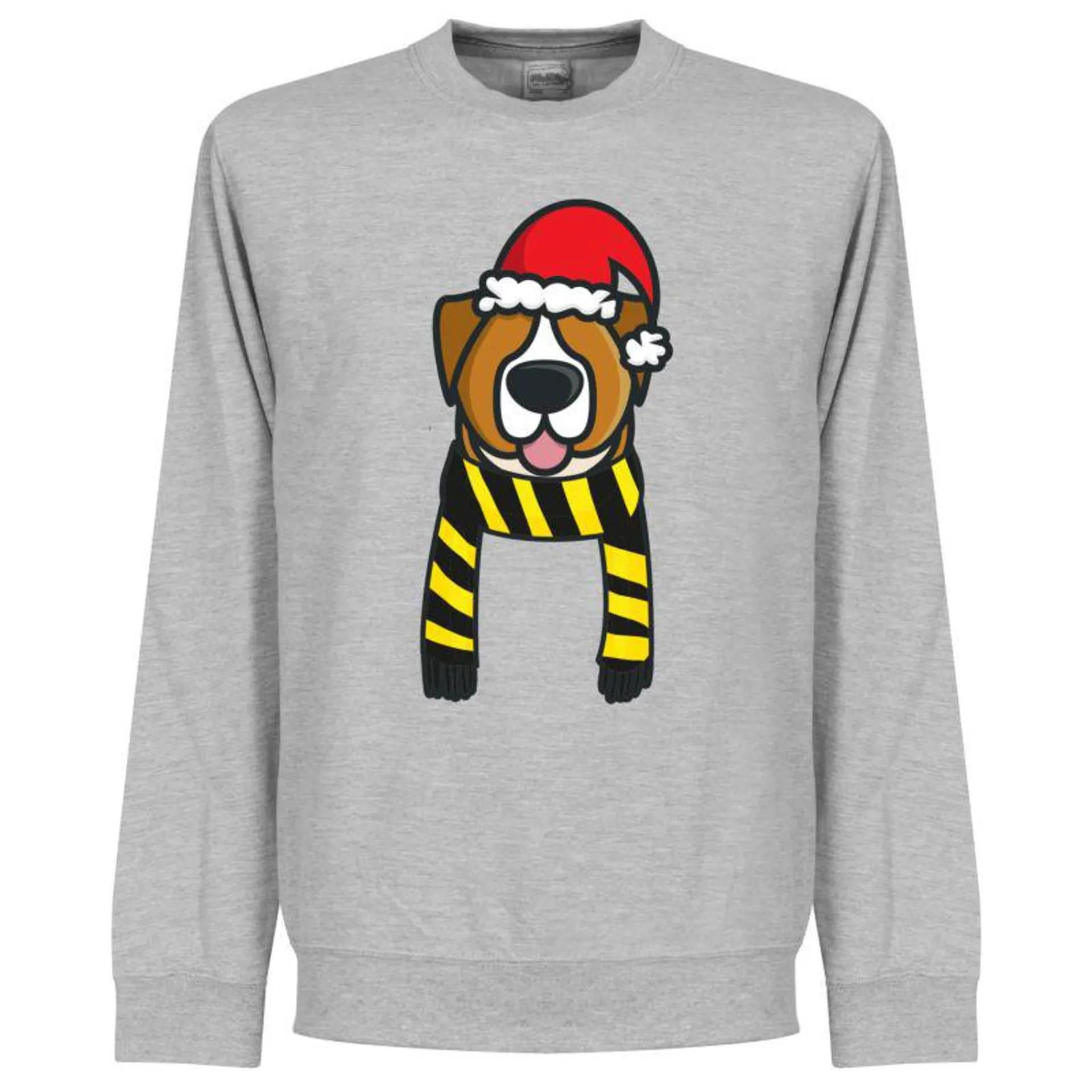 Christmas Dog Supporters Sweatshirt - Grey (Black/Yellow Scarf)