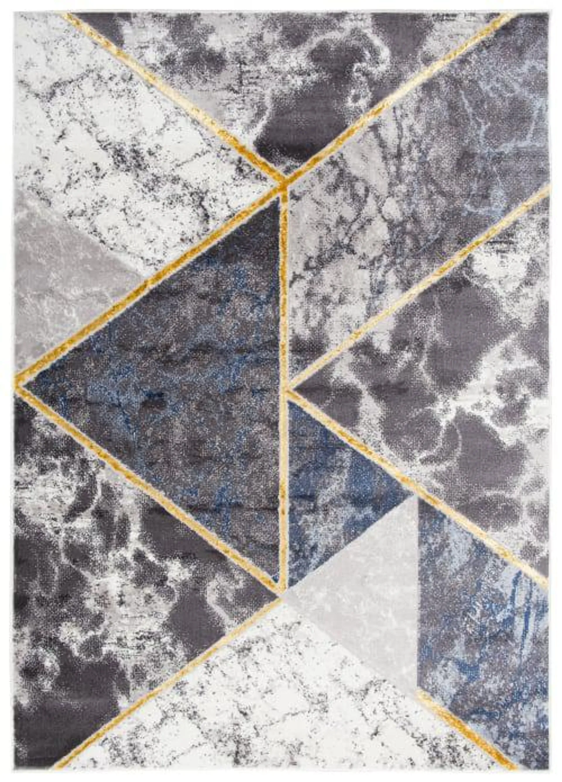 Tappeto soggiorno blu grigio oro marmo geometrico 120x170