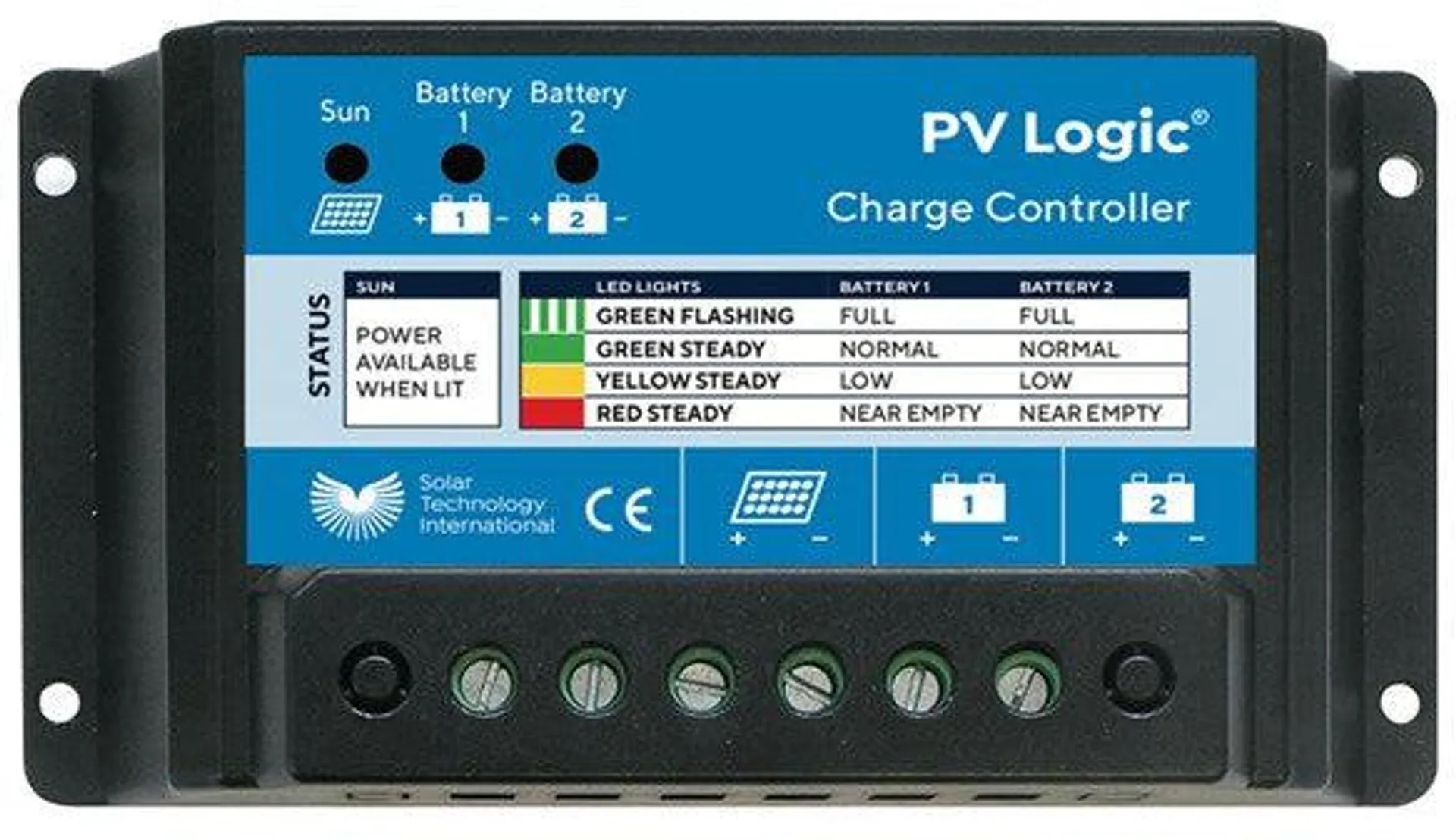 PV Logic 20Ah 12V / 24V Twin Battery Charge Controller