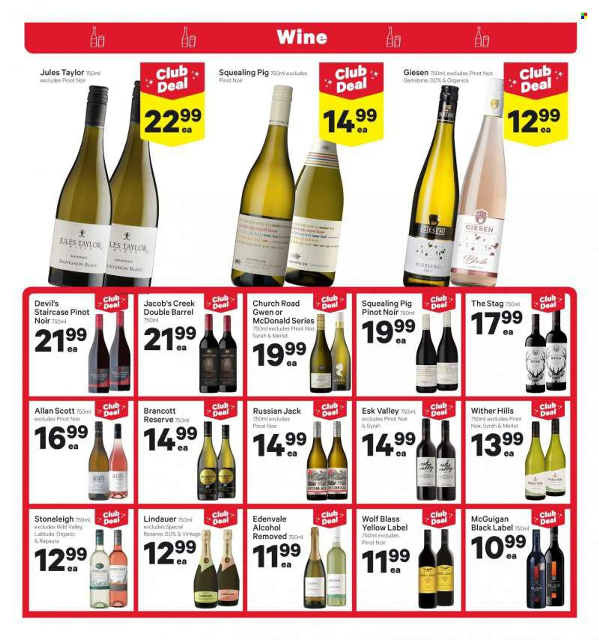 New World mailer - 13.06.2022 - 19.06.2022 - Sales products - red wine, sparkling wine, wine, Merlot, Pinot Noir, Lindauer, Jules Taylor, alcohol, Wither Hills, Syrah, Jacobs Creek, Scott, Hills. Page 21.