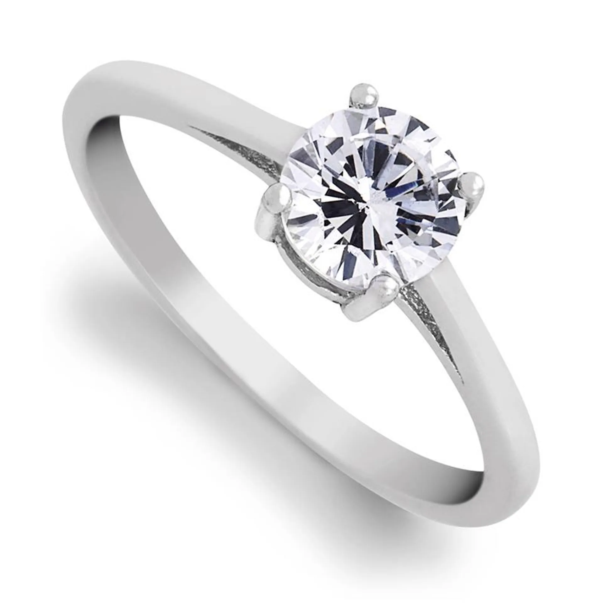 Sterling Silver & Cubic Zirconia Classic Solitaire Ring