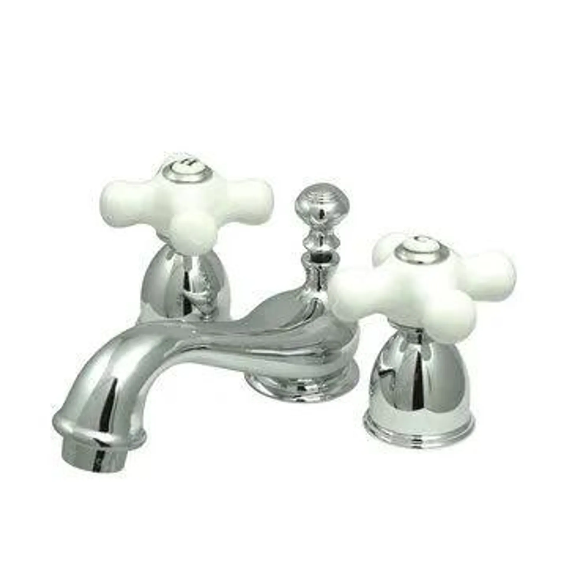 Restorers Mini Widespread Adjustable Lavatory Faucet - Porcelain Cross