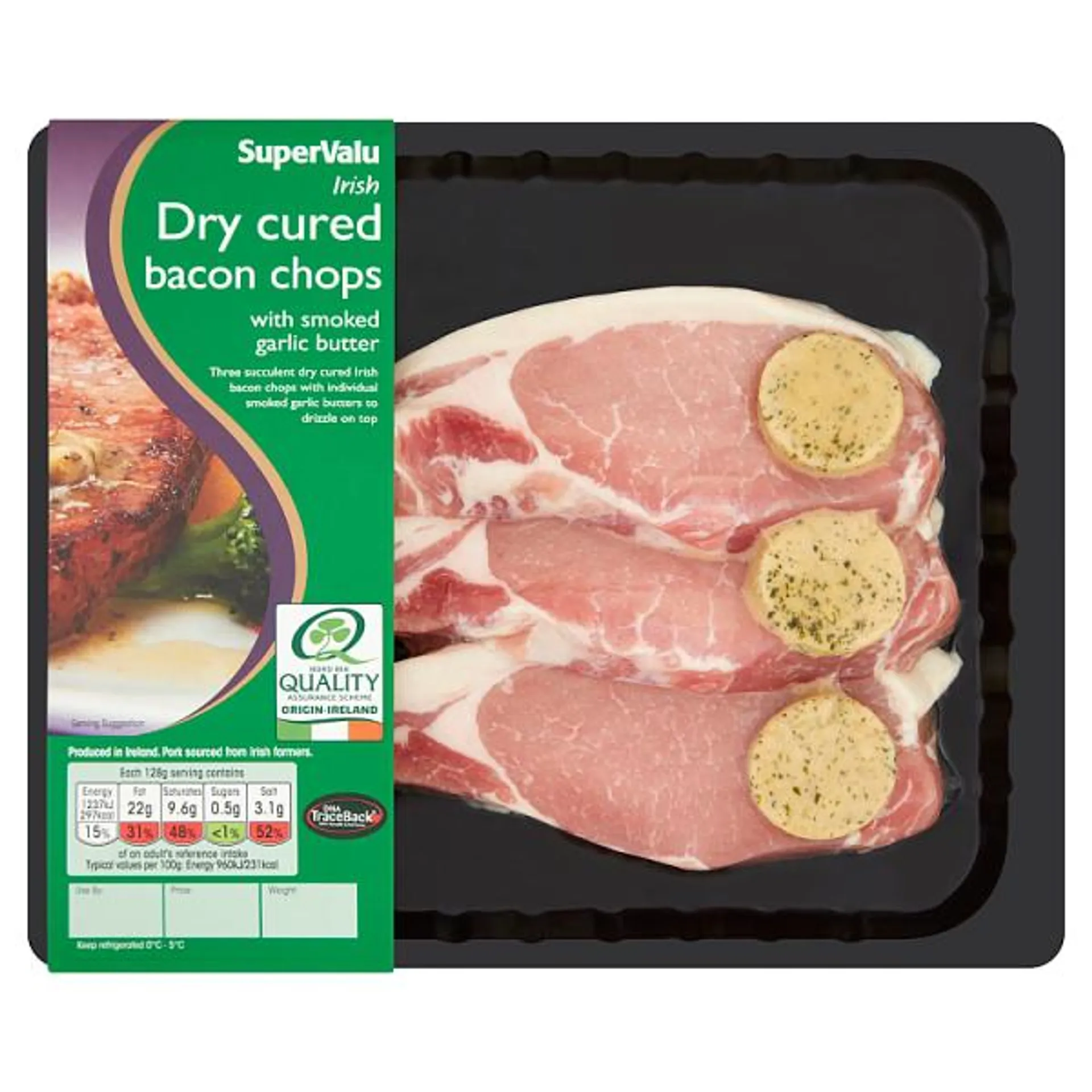 SuperValu Dry Cured Bacon Chops with Garlic Butter (384 g)