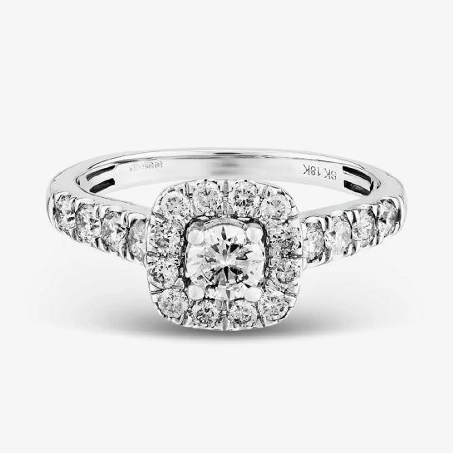 18ct White Gold 1.00ct Diamond Square Cluster Ring THR15627-100