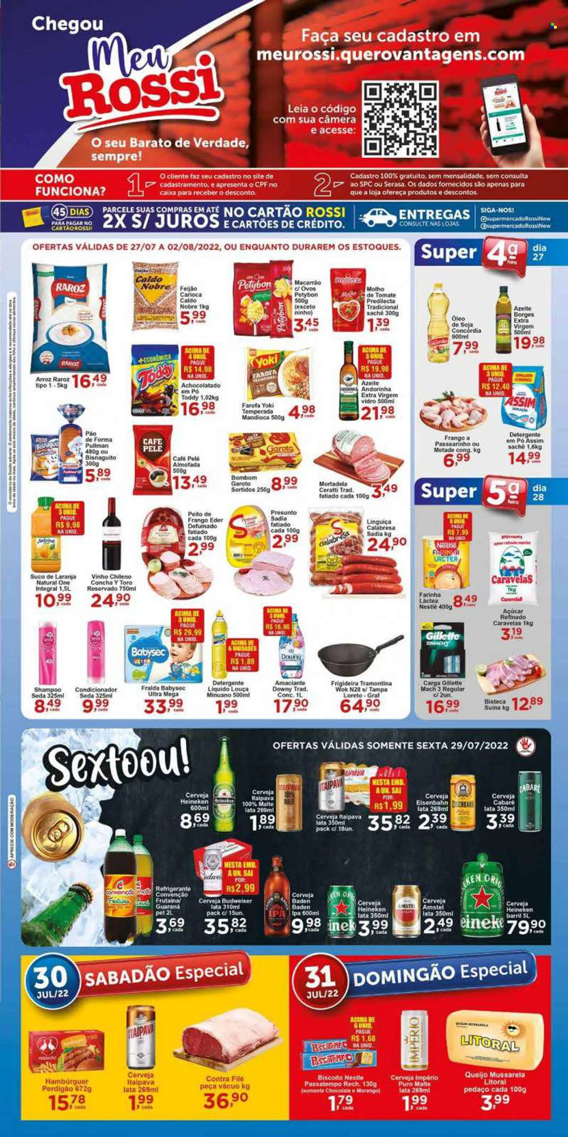 Folheto Rossi Supermercados - 27/07/2022 - 02/08/2022. Página 1.