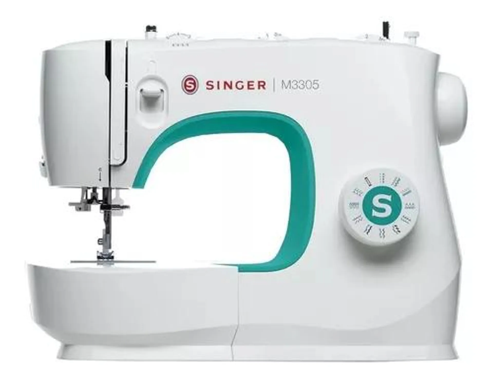 Máquina de coser rectarecta Singer M3305 portable blanca y verde 220V