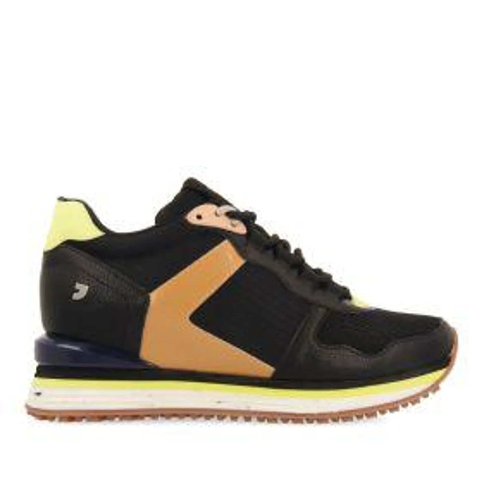 Chiny women's black sneakers with inner wedges and shades of pastel and neon
