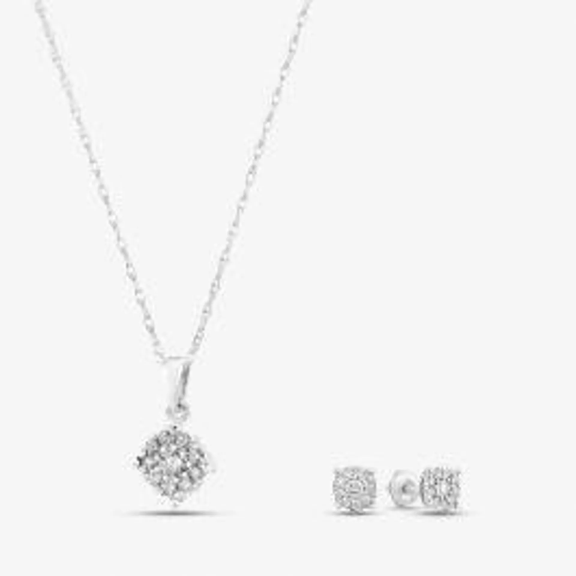 9ct White Gold 0.50ct Diamond Round Cluster Jewellery Set THS16518-50 9CT