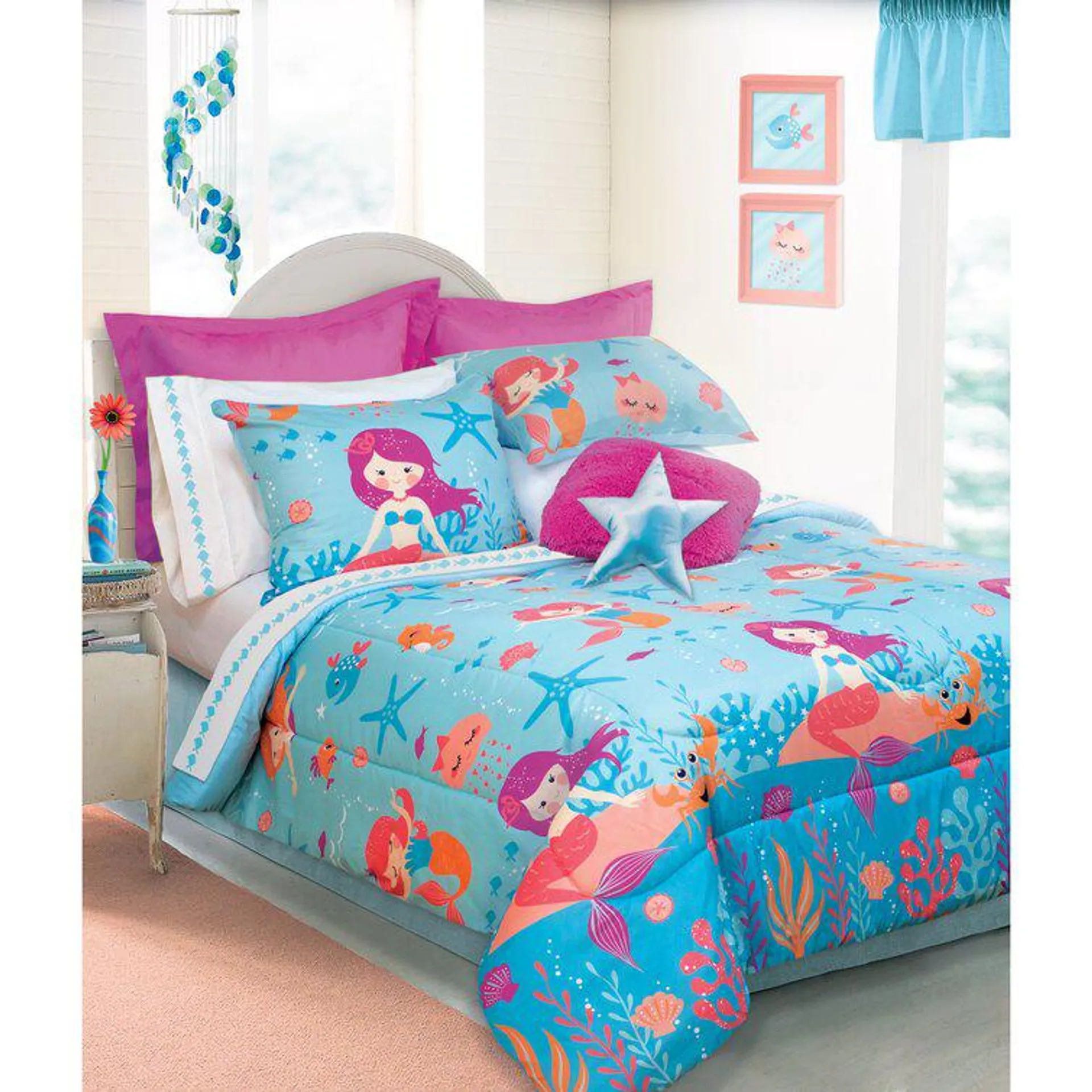 Mclaren Blue/Pink Microfiber Modern & Contemporary 2 Piece Comforter Set