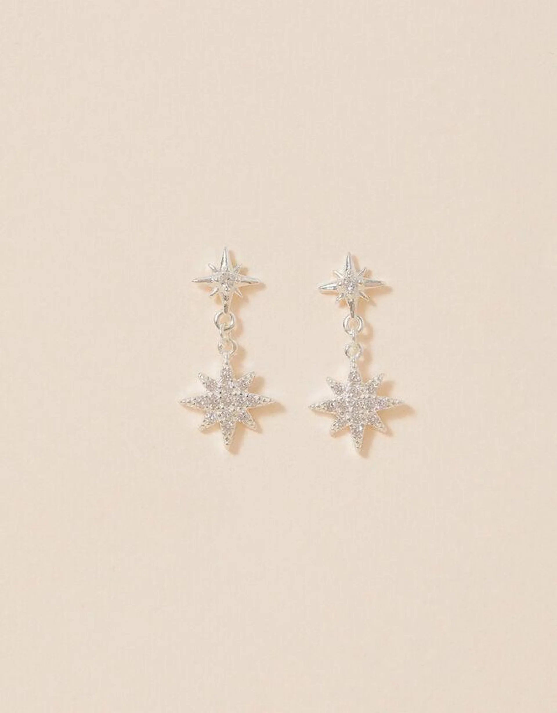 Sterling Silver Sparkle Star Earrings