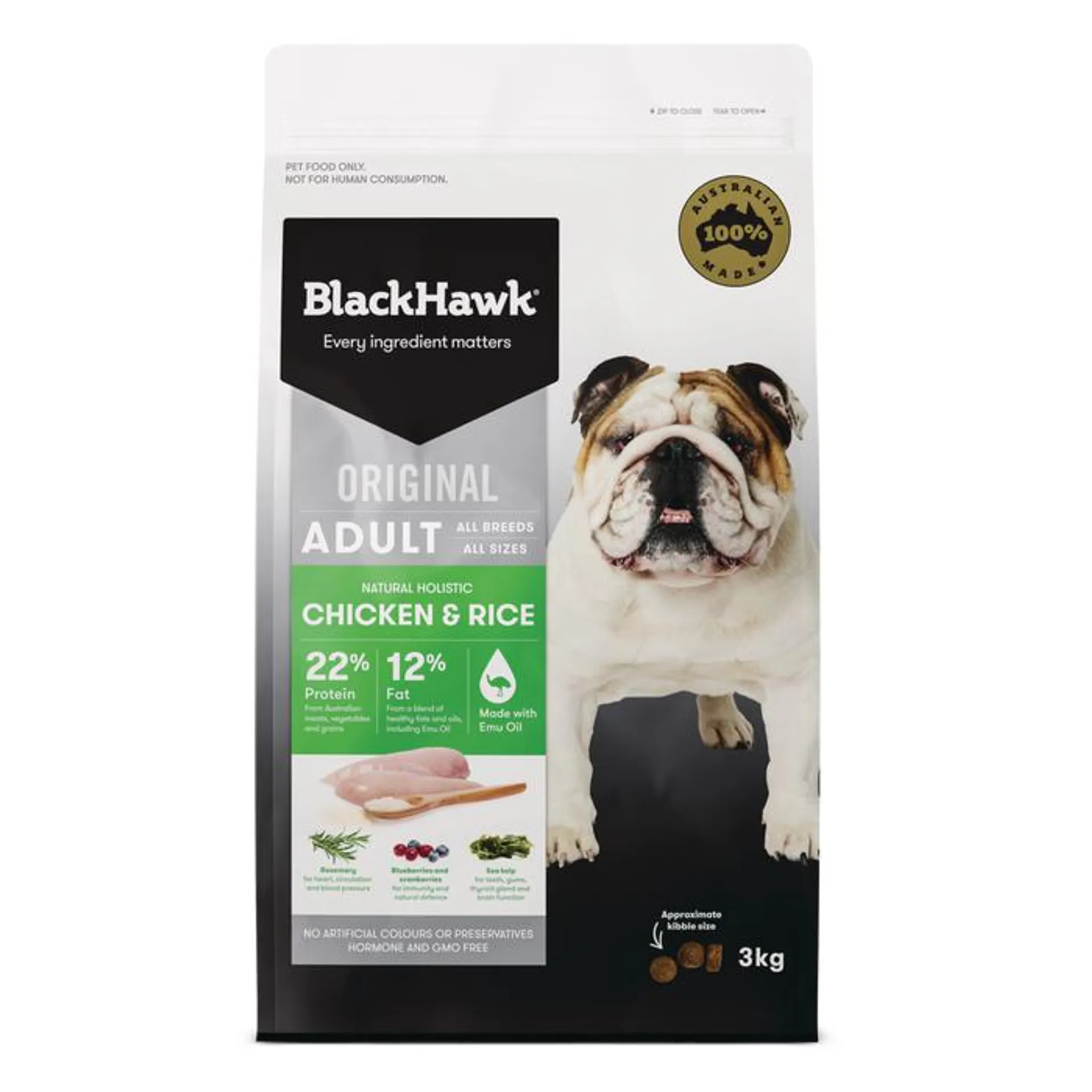 Black Hawk Chicken & Rice Adult Dog Food 3kg