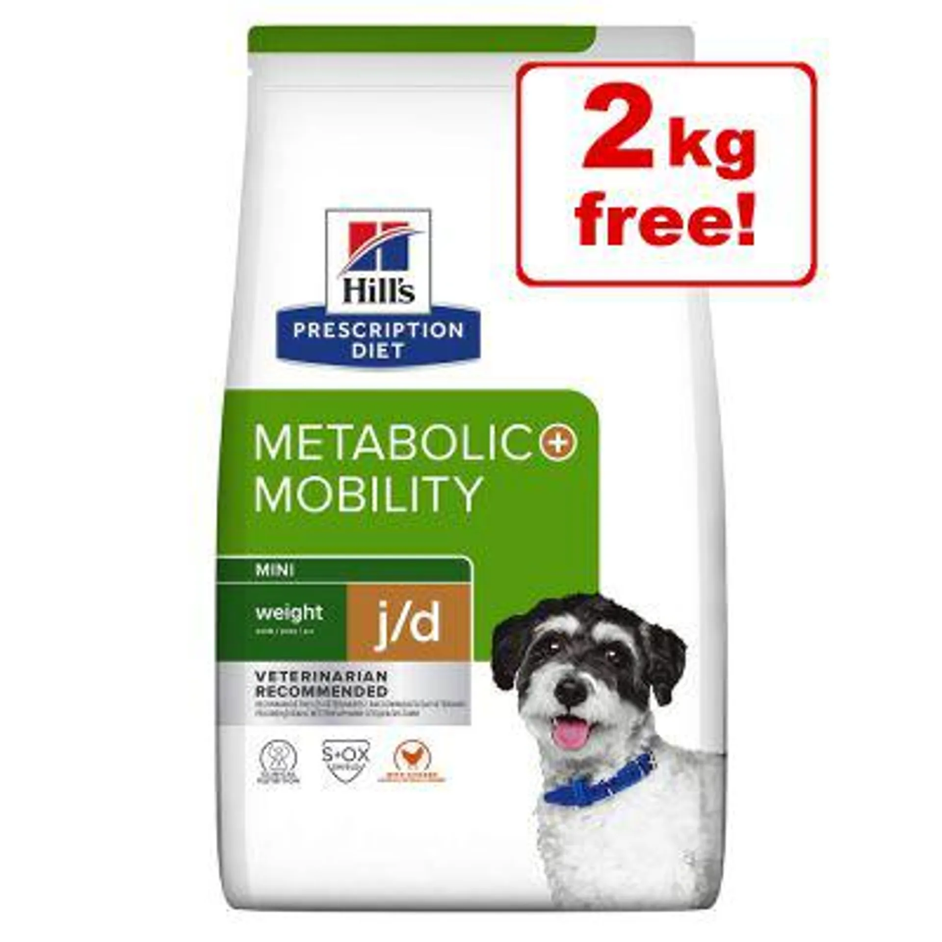 6kg Hill's Prescription Diet j/d Mini Metabolic + Mobility - 4 + 2kg Free!*