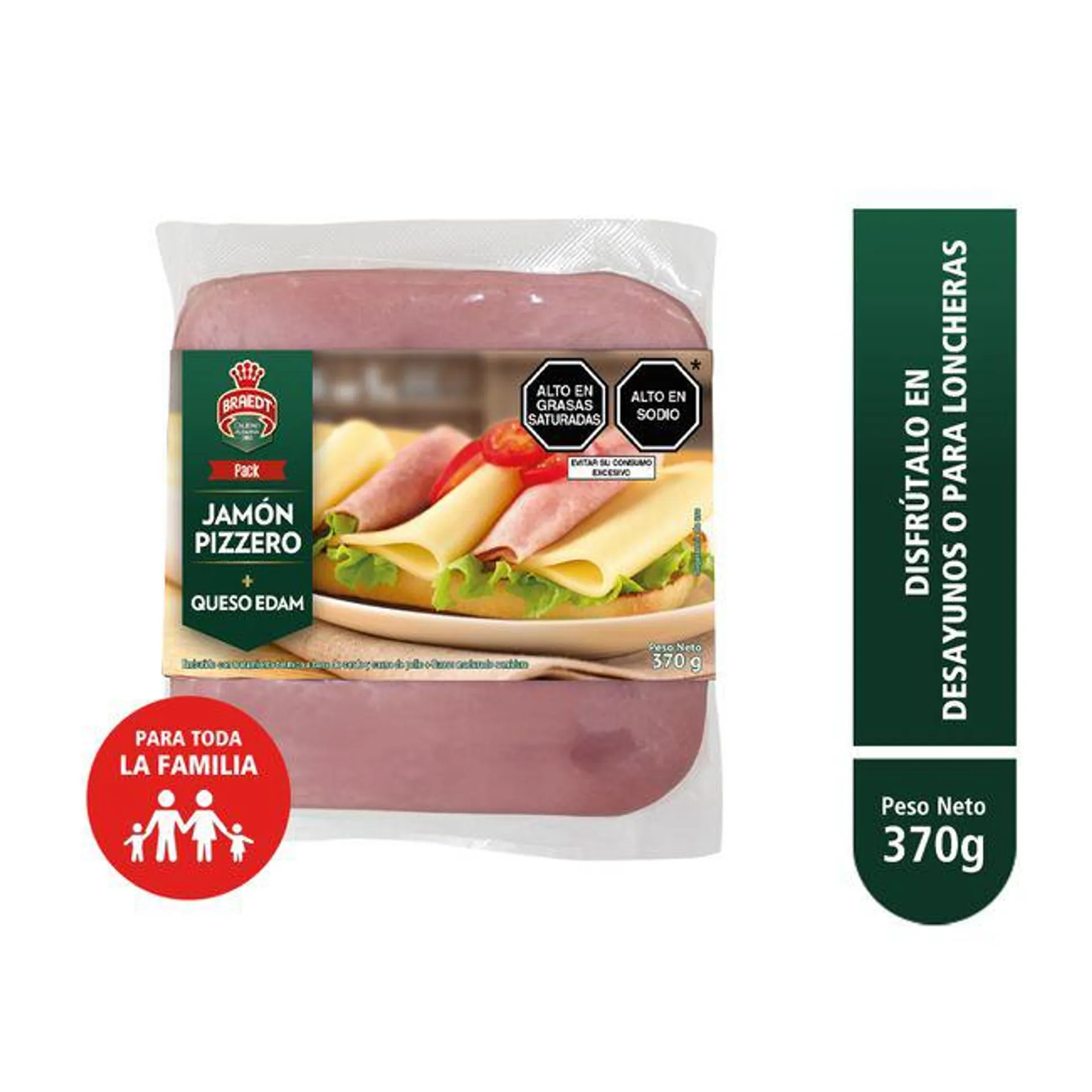 Pack Jamón Pizza BRAEDT Queso Edam Paquete 370g