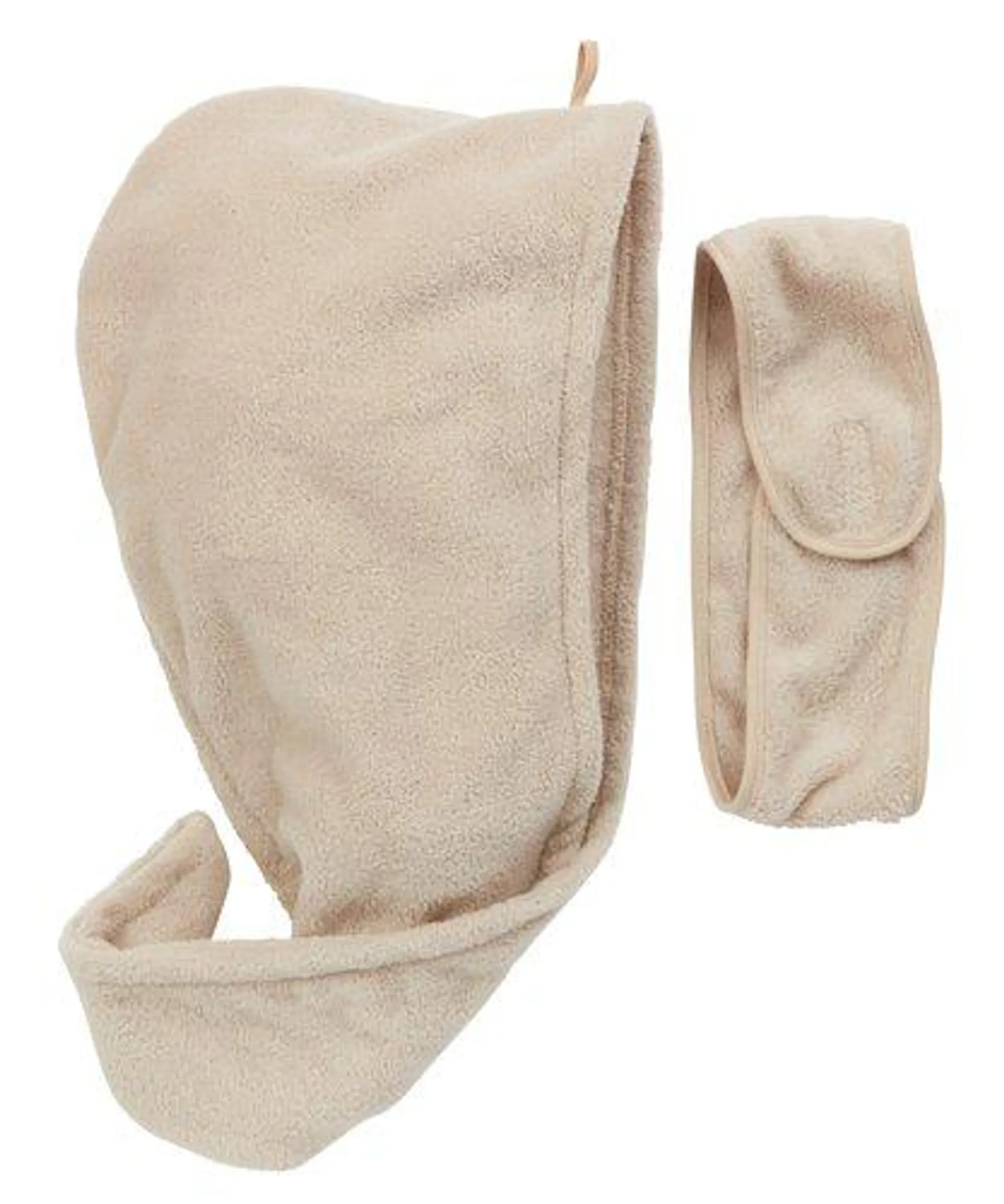 Hair turban wrap SYA recycled polyester pack of 2 beige