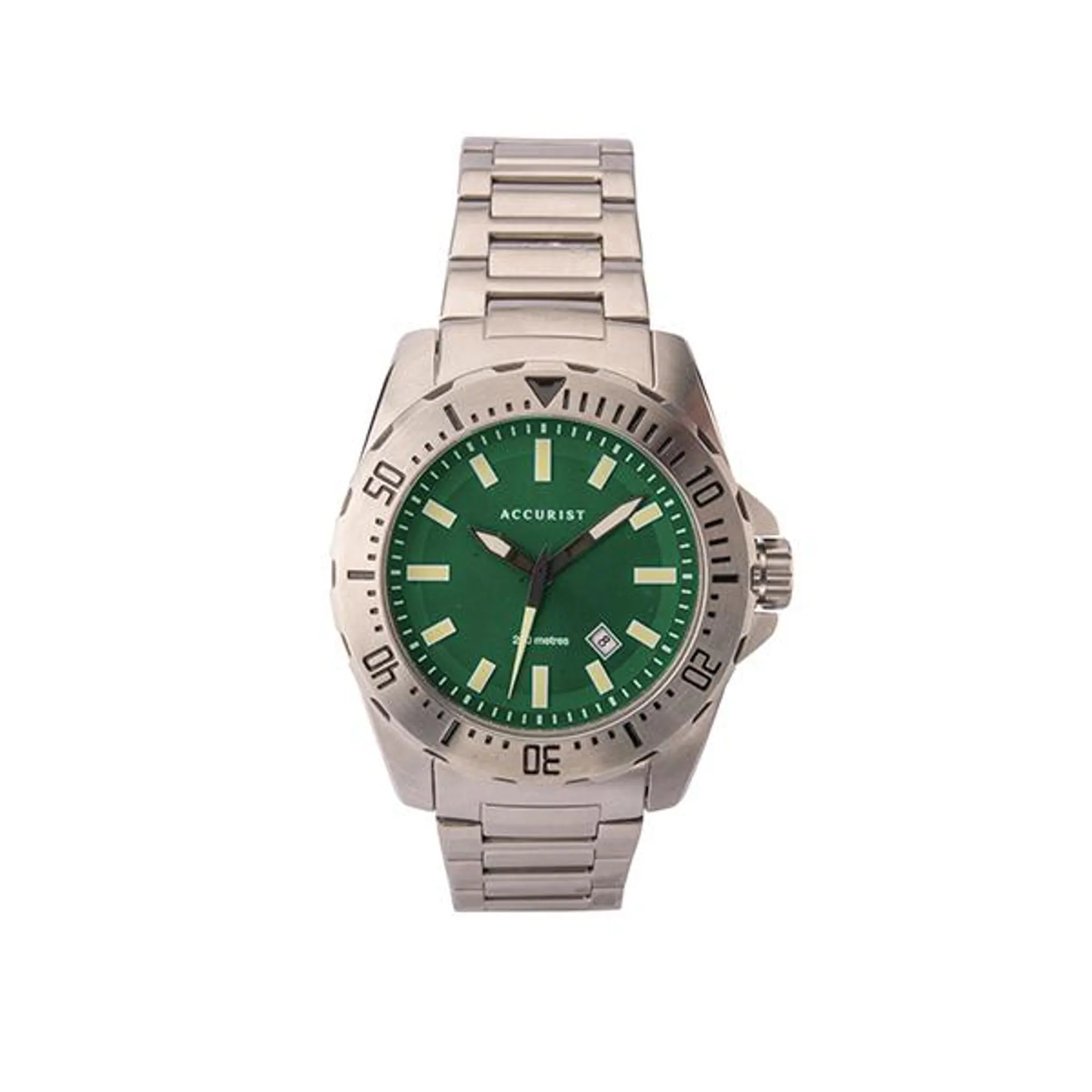 Accurist Gents Sports Green Dial Watch with Stainless Steel Bracelet