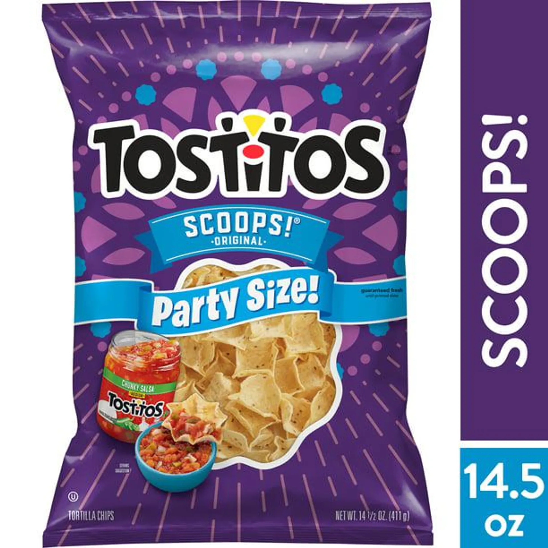 Tostitos Scoops! Tortilla Chips Party Size, 14.5 oz Bag