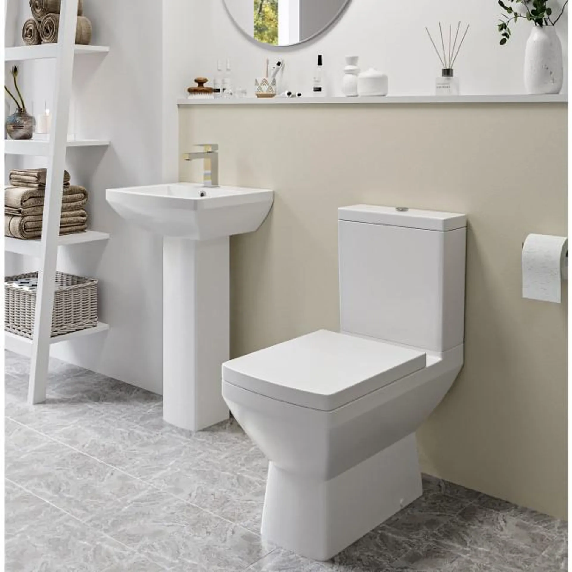 Close Coupled Toilet and Basin Bathroom Suite