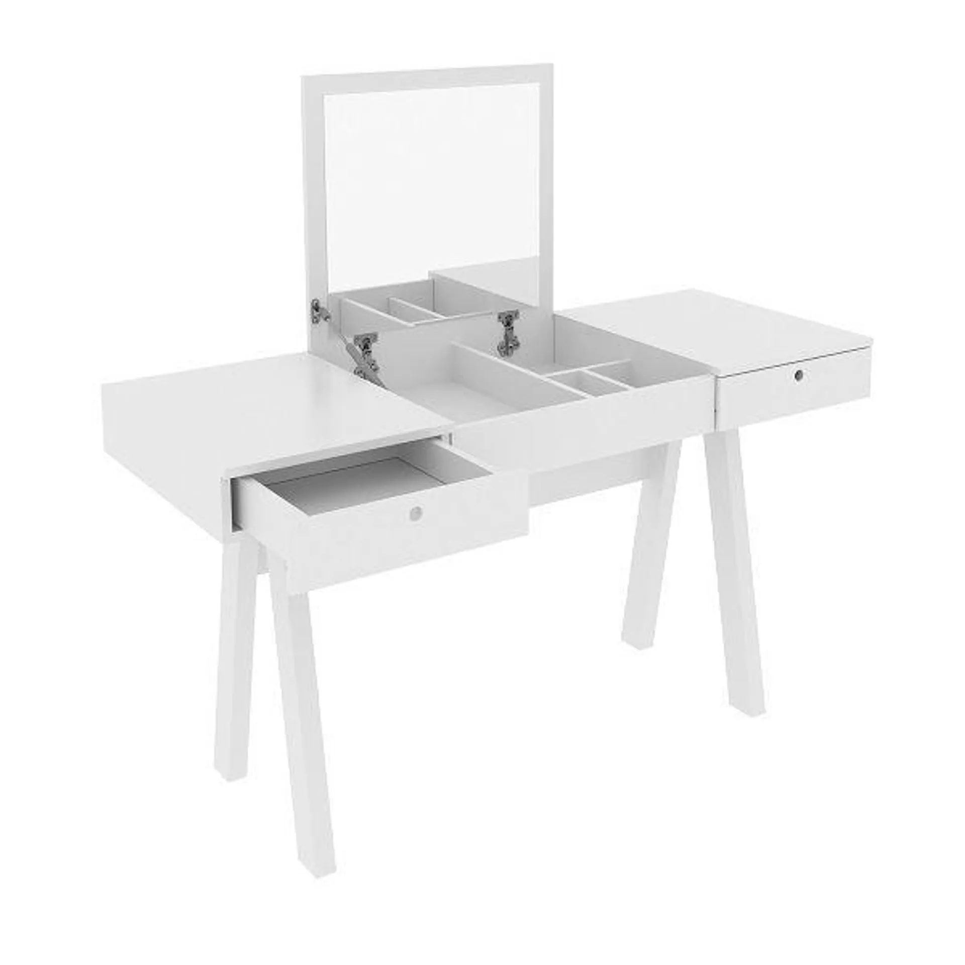 Linx Dressing Table with 2Drawer & Mirror -White